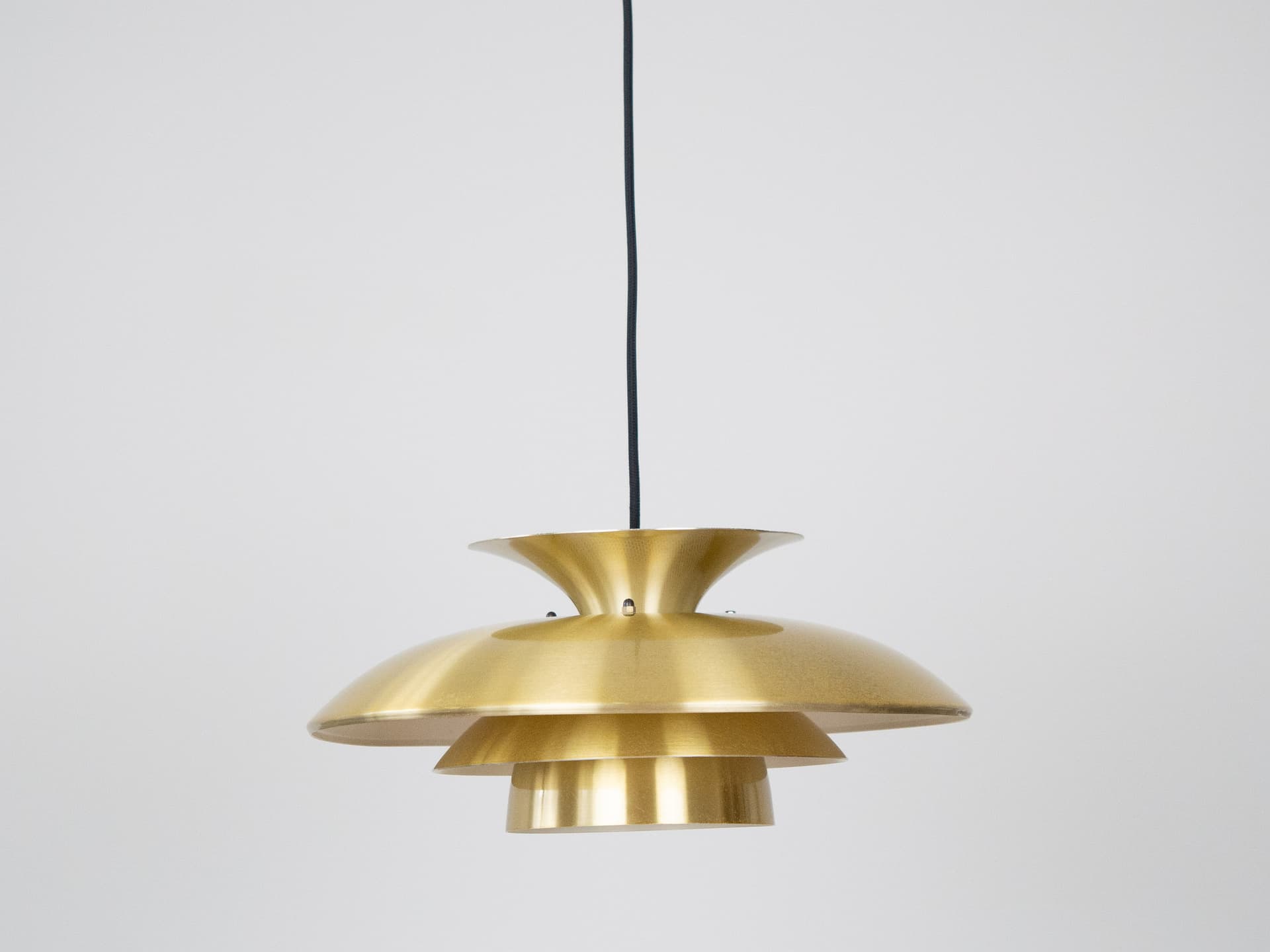 Pendant lamp, gold, aluminum, by K. Wiborg, Jeka, Denmark, 1980s. - 301535