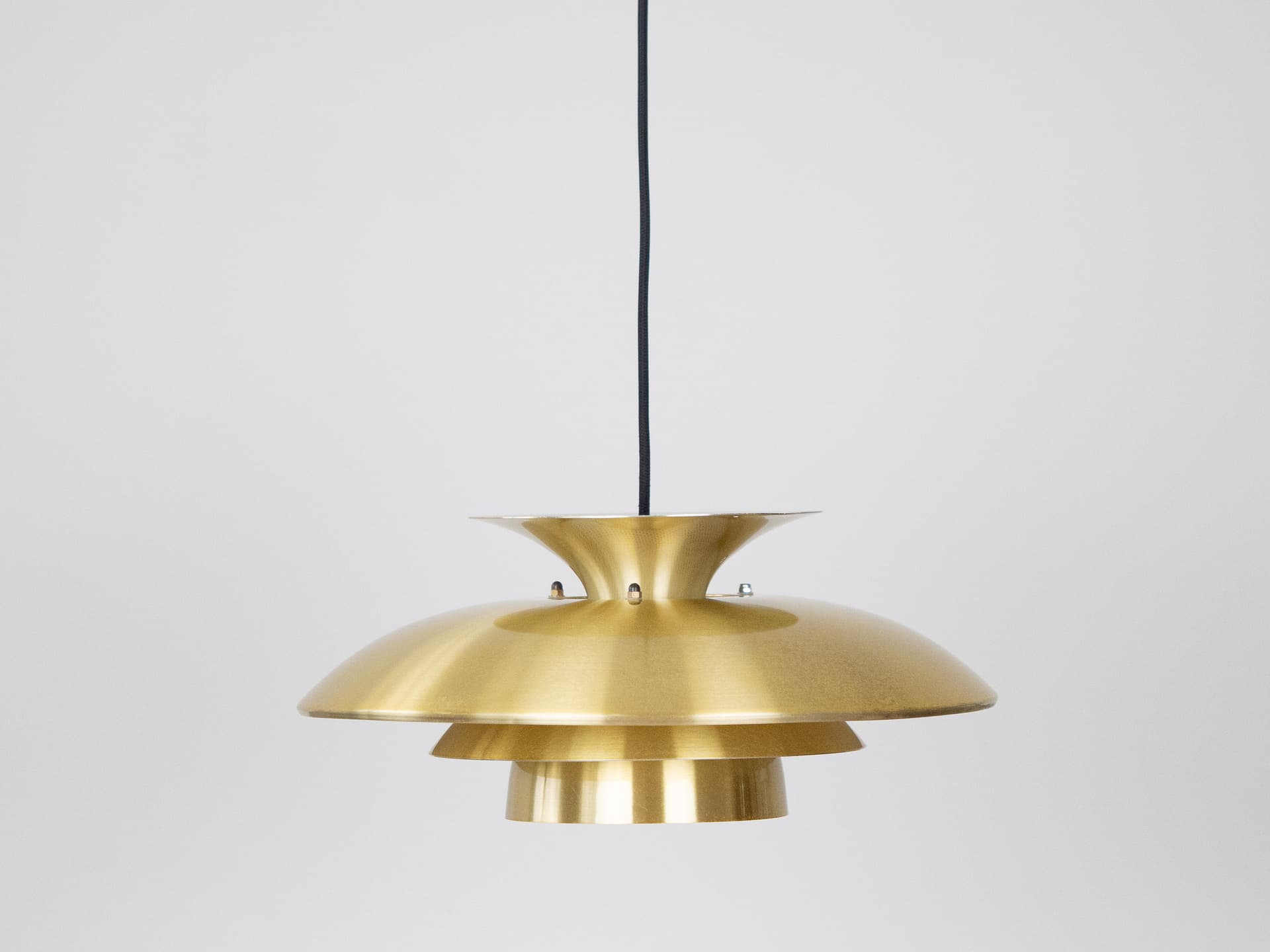 Pendant lamp, gold, aluminum, by K. Wiborg, Jeka, Denmark, 1980s. - 301534