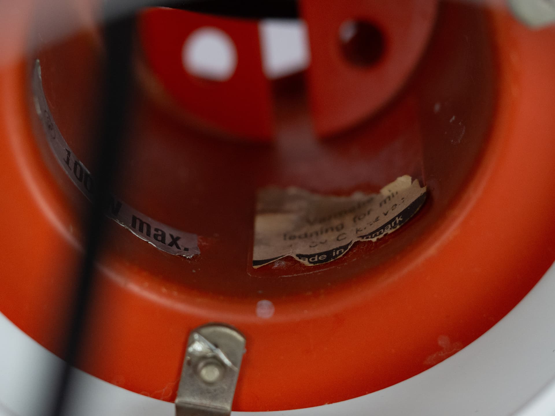 Pendant lamp PH 4/3, red orange, aluminum, by P. Henningsen, Louis Poulsen, Denmark, 1980s. - 301563