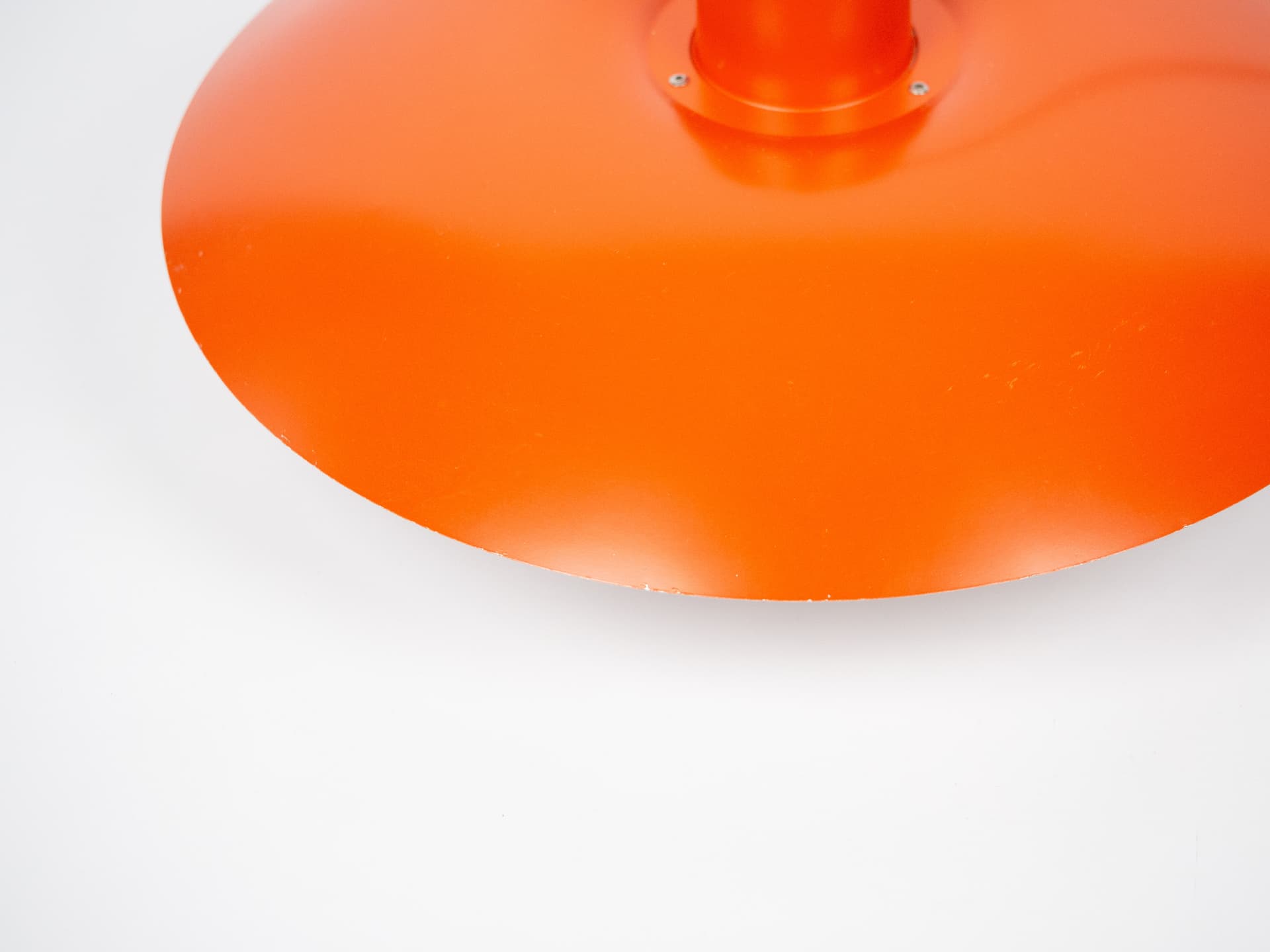 Pendant lamp PH 4/3, red orange, aluminum, by P. Henningsen, Louis Poulsen, Denmark, 1980s. - 301558