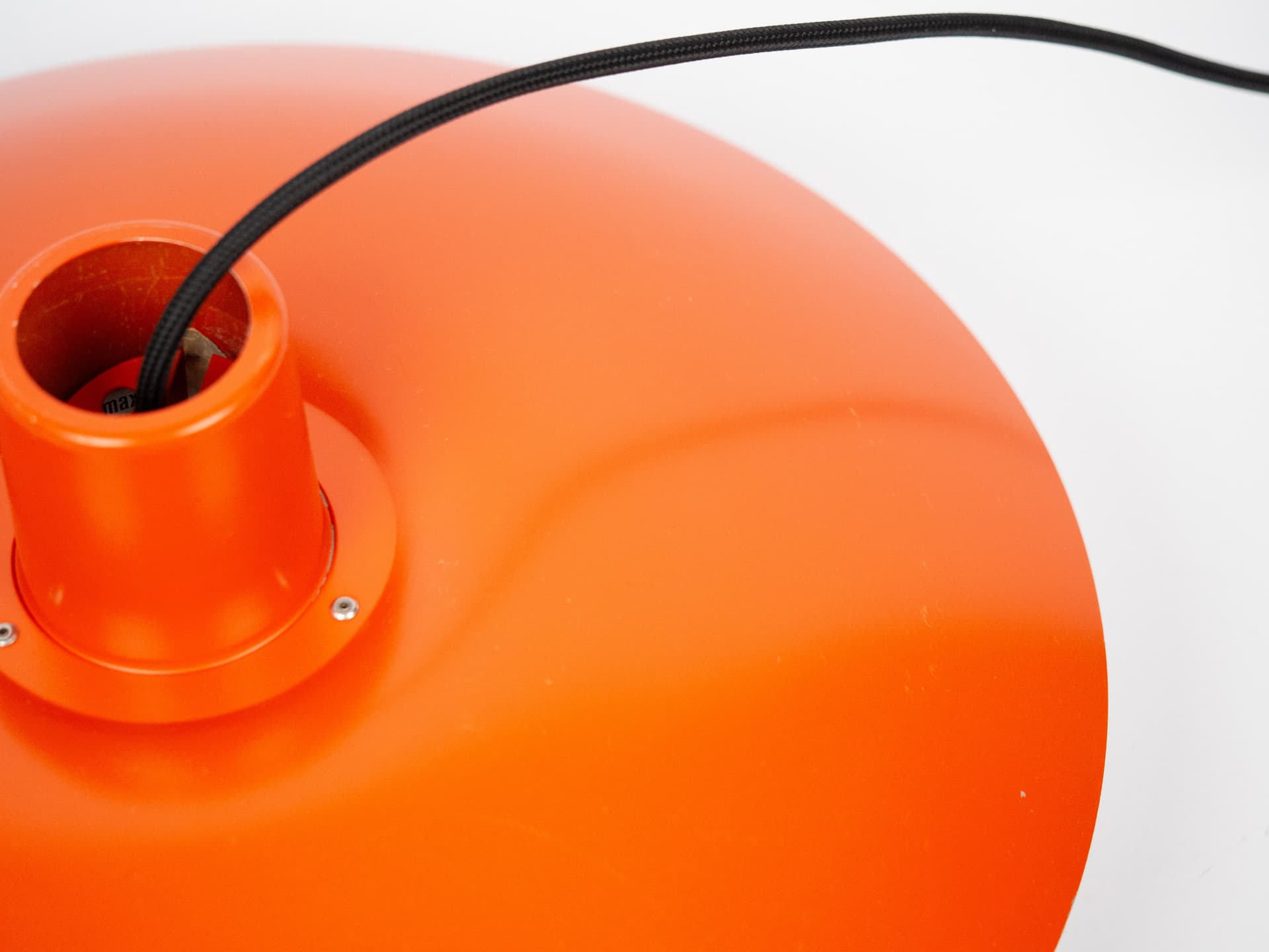 Pendant lamp PH 4/3, red orange, aluminum, by P. Henningsen, Louis Poulsen, Denmark, 1980s. - 301562