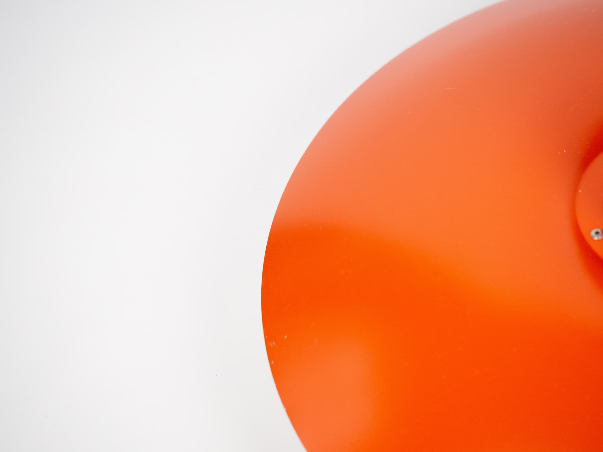 Pendant lamp PH 4/3, red orange, aluminum, by P. Henningsen, Louis Poulsen, Denmark, 1980s. - 301559