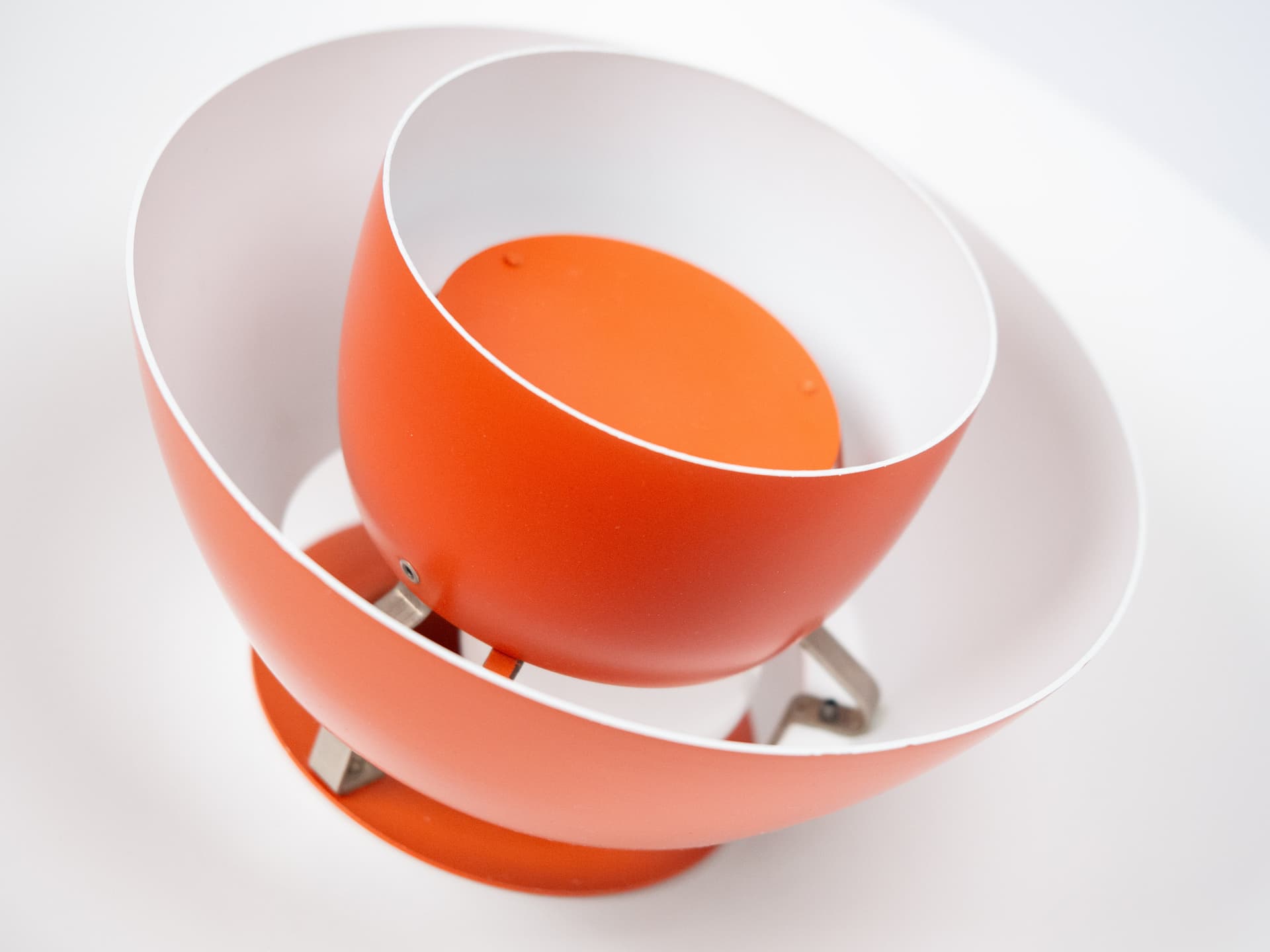 Pendant lamp PH 4/3, red orange, aluminum, by P. Henningsen, Louis Poulsen, Denmark, 1980s. - 301561