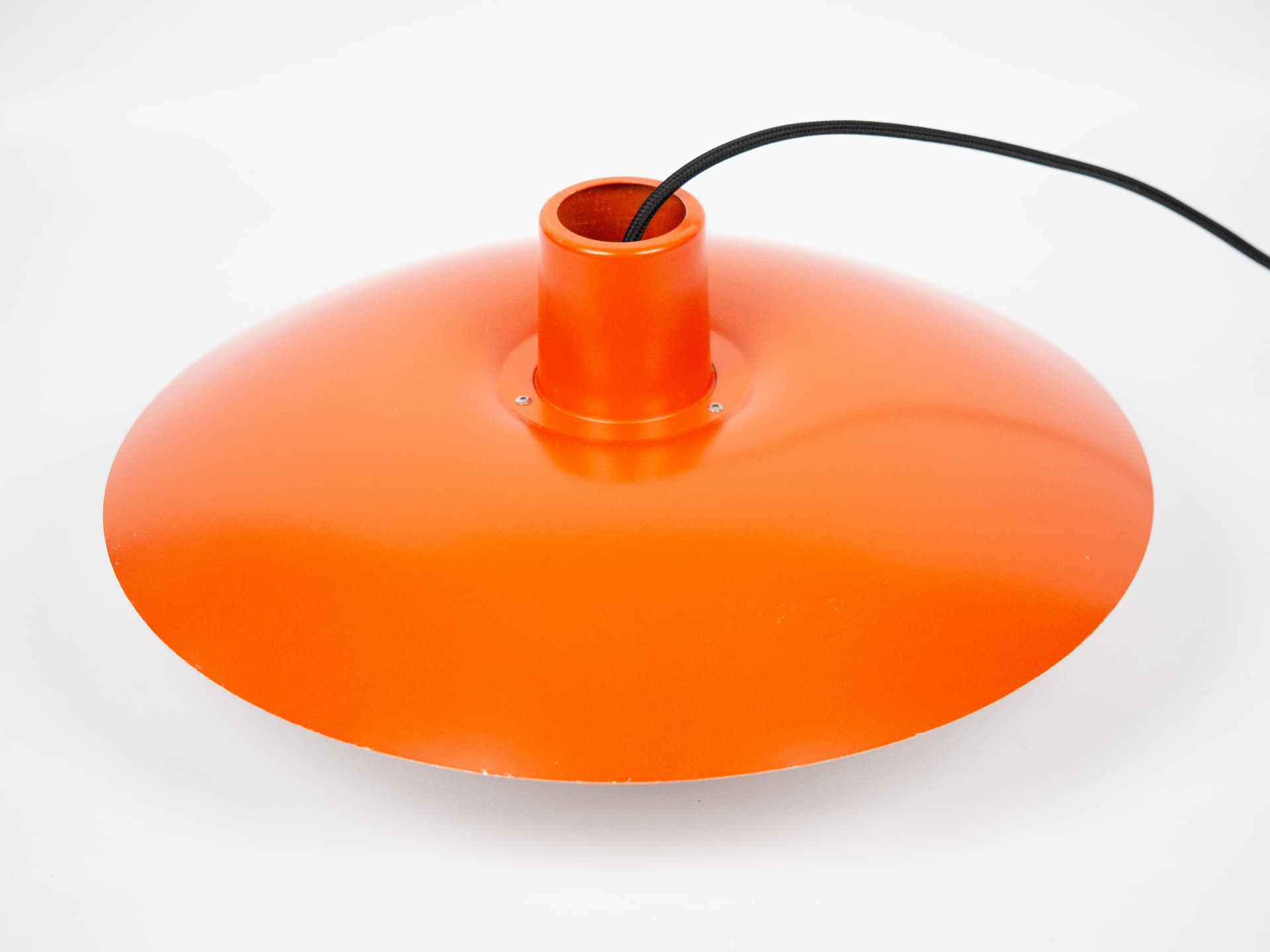 Pendant lamp PH 4/3, red orange, aluminum, by P. Henningsen, Louis Poulsen, Denmark, 1980s. - 301556