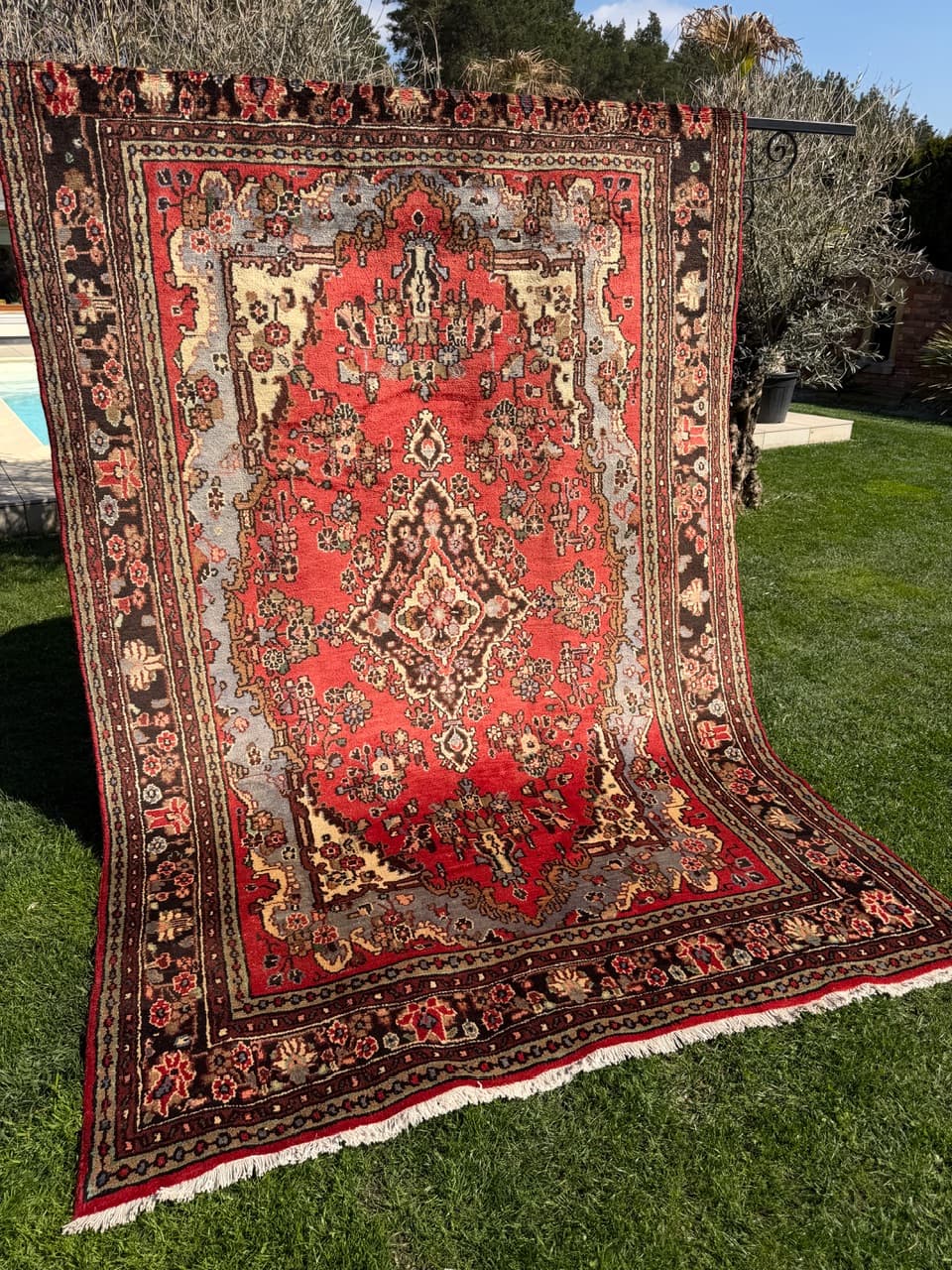 Dywan Hamadan 310x205 cm, czerwony, wełna, Iran - 301564