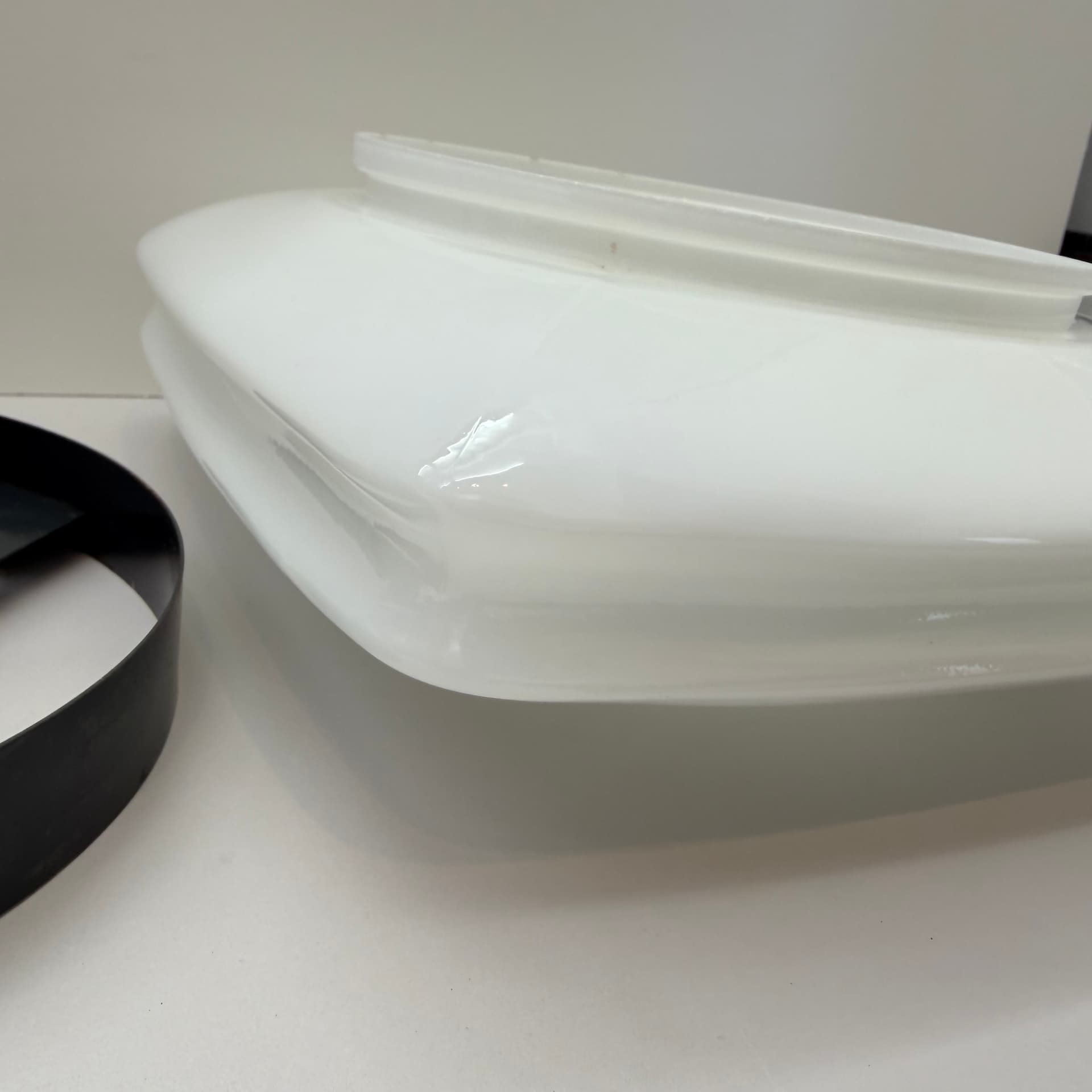 Wall Light, Bauhaus Style, white glass, black metal, Germany, 1960s. - 301581