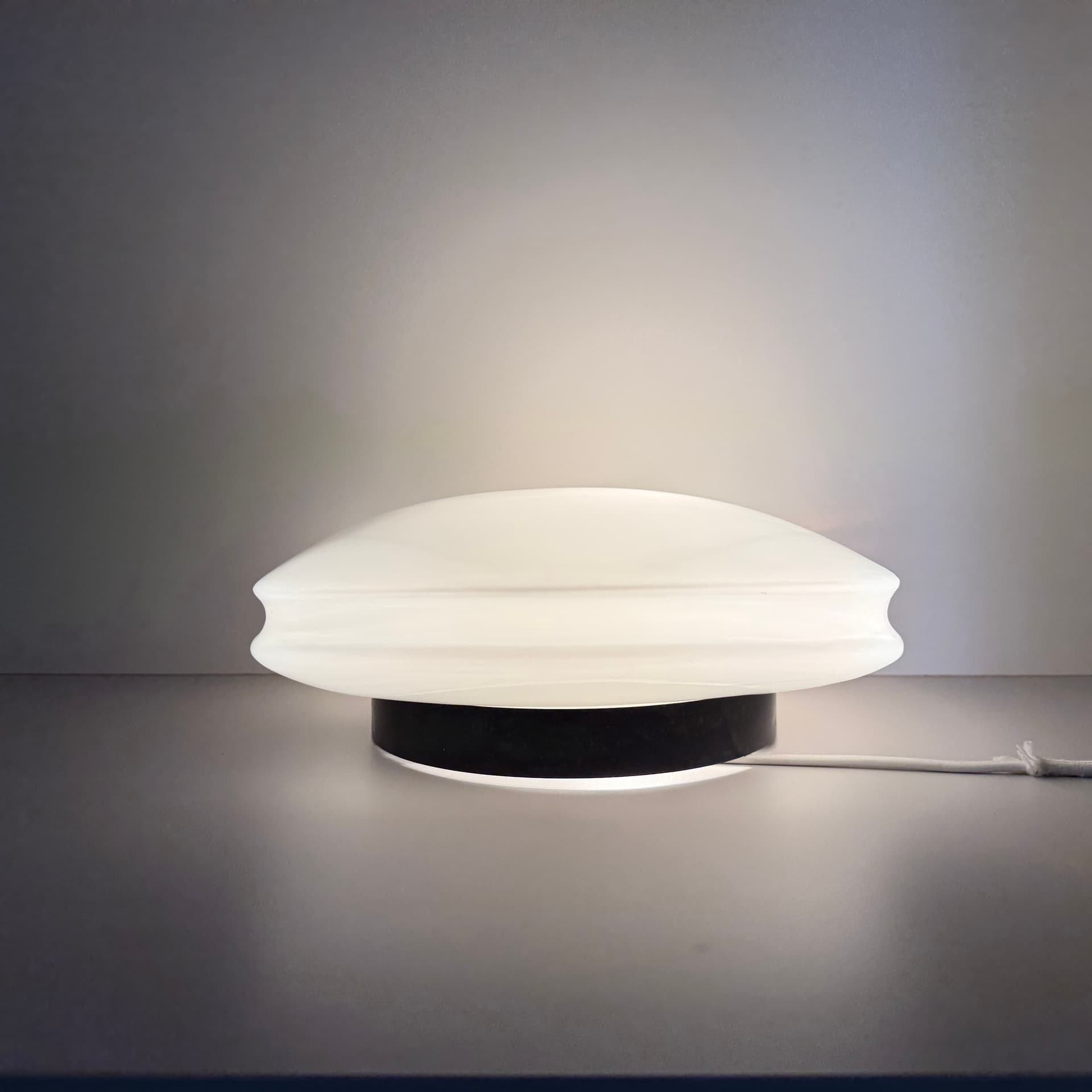 Wall Light, Bauhaus Style, white glass, black metal, Germany, 1960s. - 301582