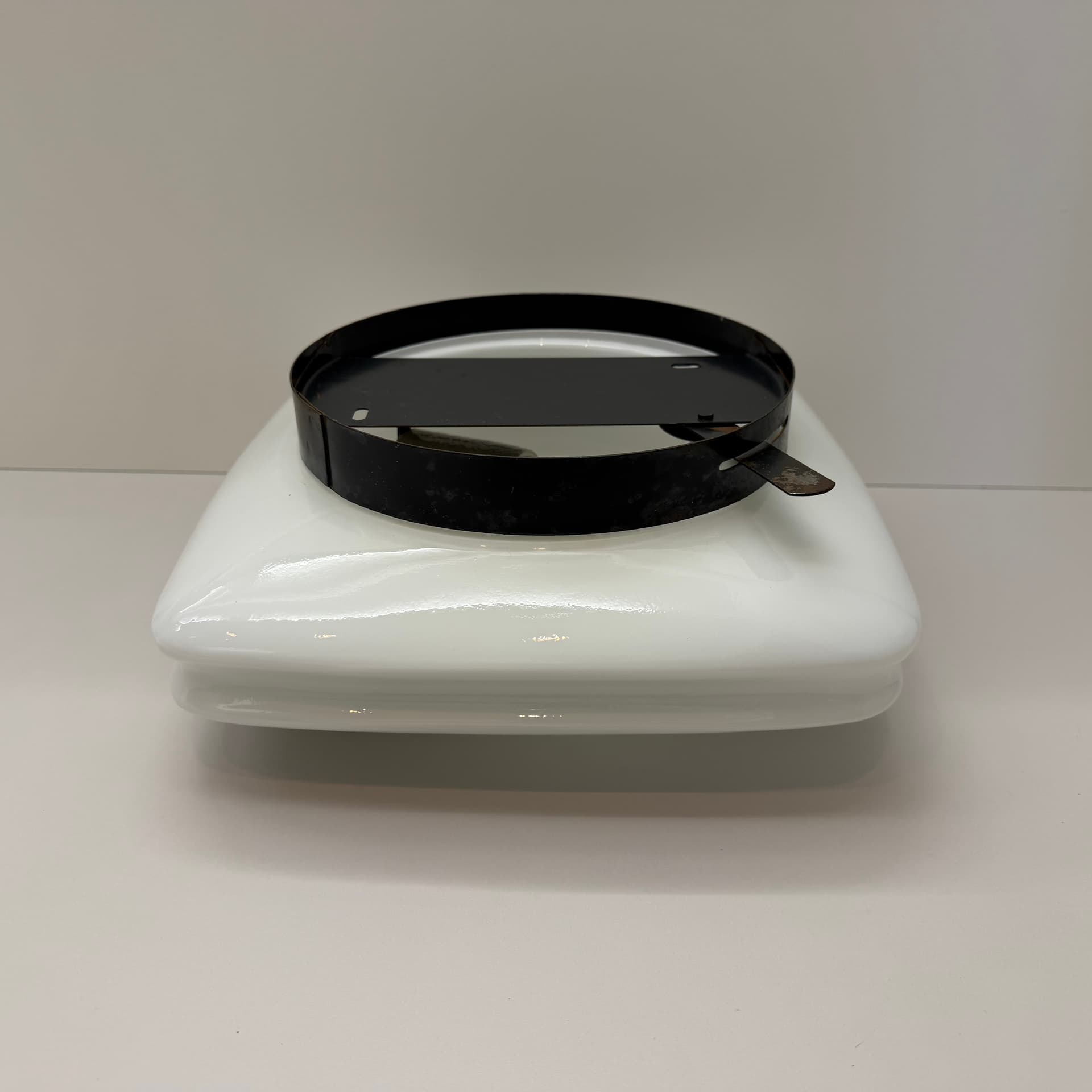 Wall Light, Bauhaus Style, white glass, black metal, Germany, 1960s. - 301590