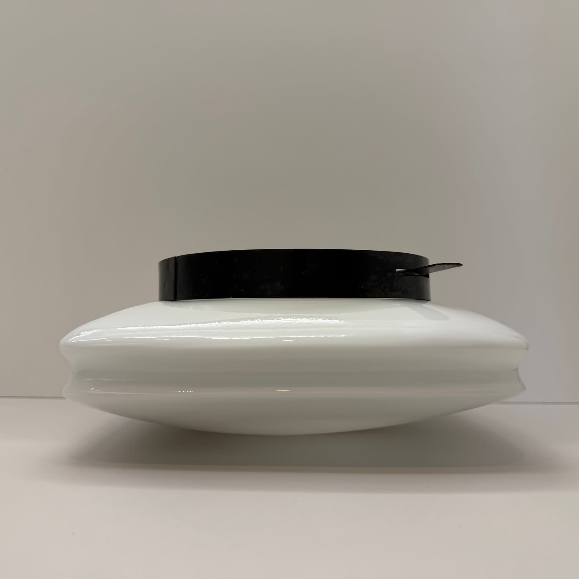 Wall Light, Bauhaus Style, white glass, black metal, Germany, 1960s. - 301589