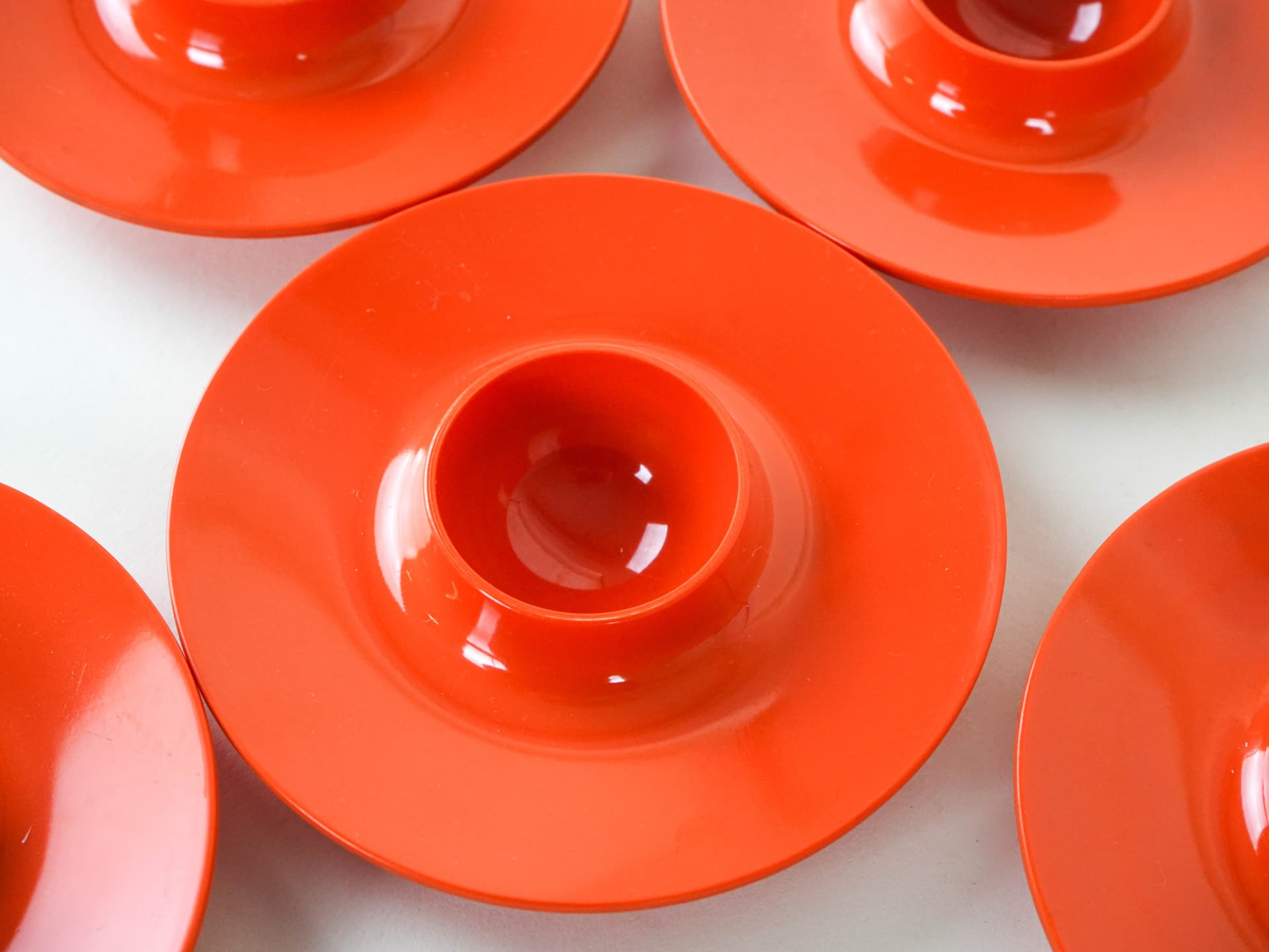Komplet podstawek do jajek, pomarańczowy, plastik, Dania, lata 70. - 301679