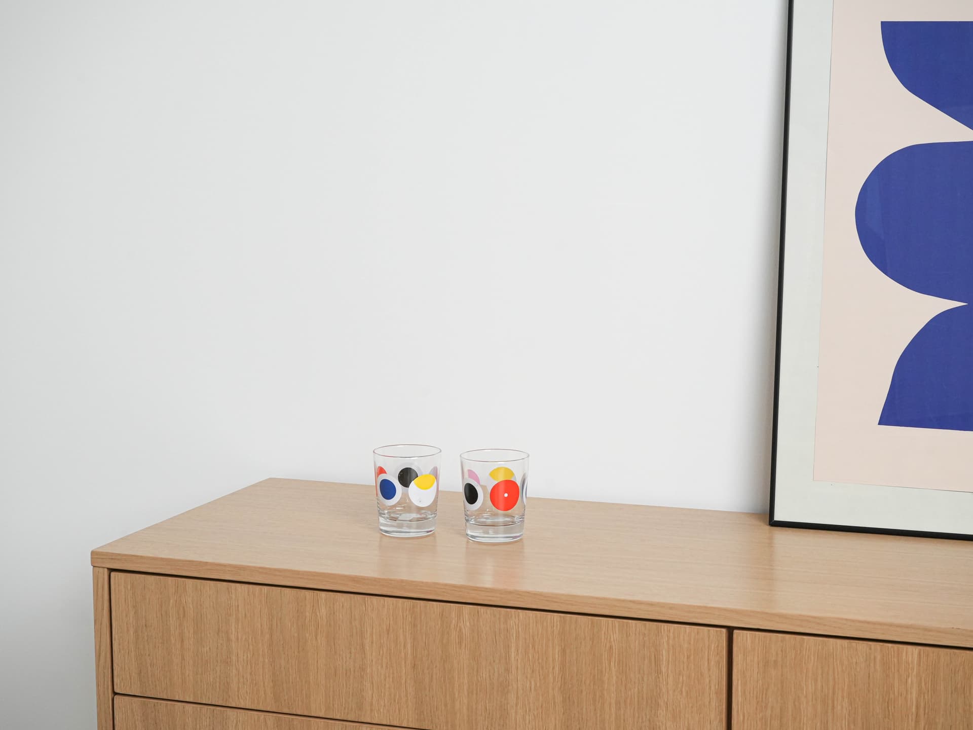 Komplet szklanek, szkło przezroczyste multikolor, Ikea, Dania, lata 90. - 301714