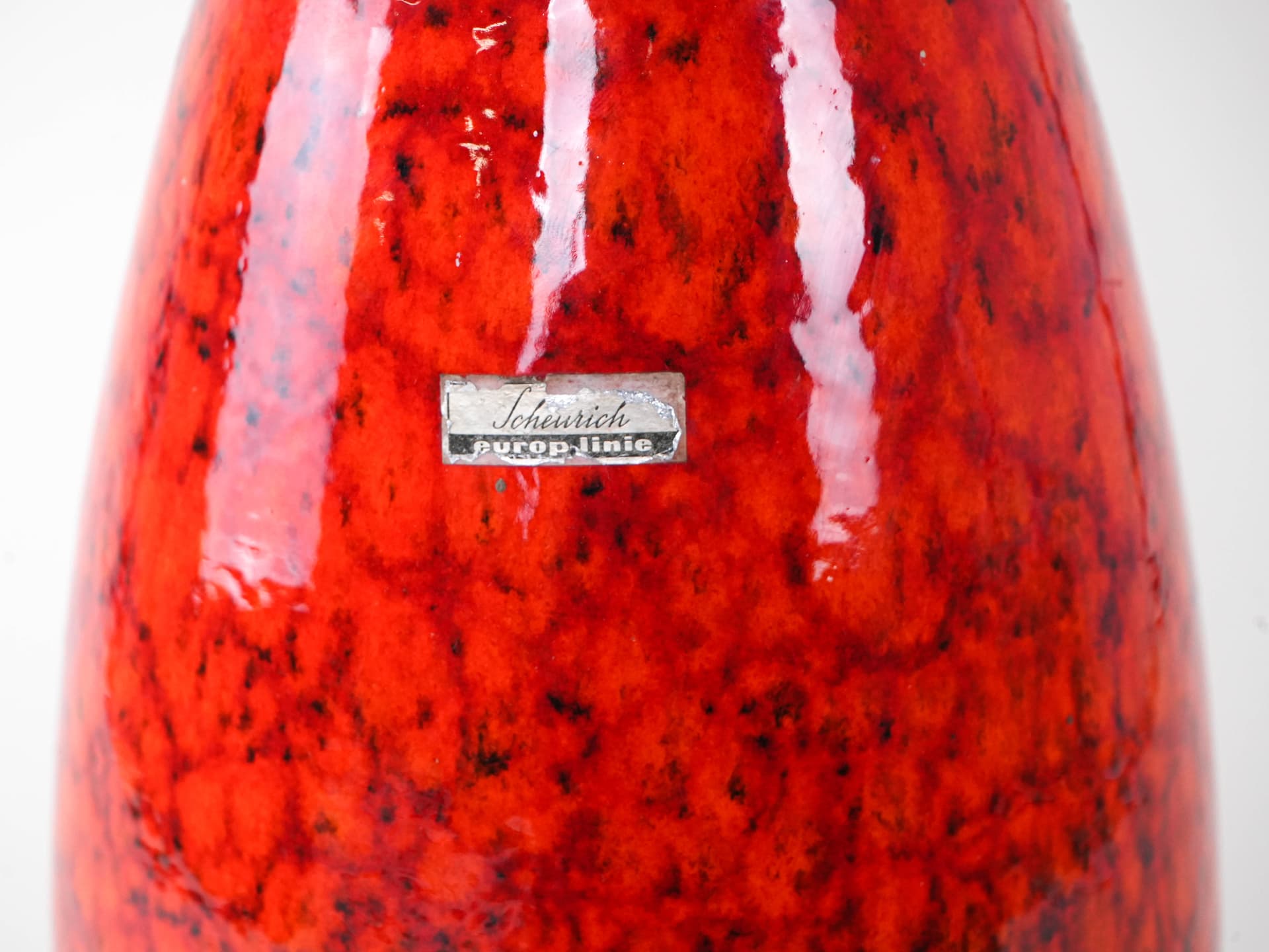Wazon Fat Lava, ceramika czerwona pomarańcz czarna, Scheurich, Niemcy, lata 60. - 301892