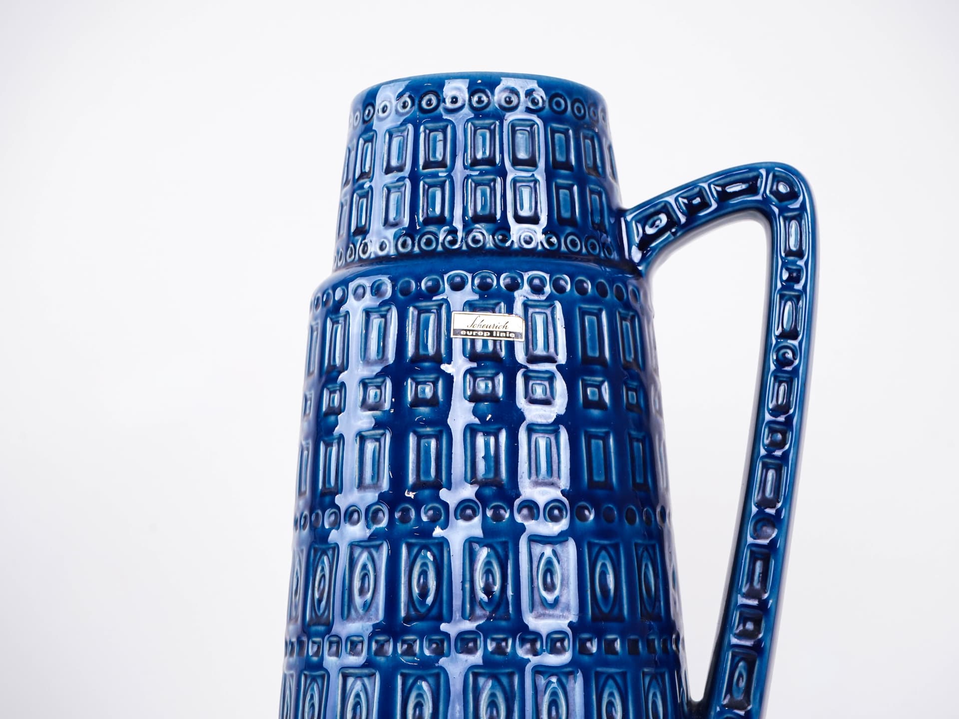 Wazon, niebieski, ceramika, Scheurich, Niemcy, lata 60. - 301925