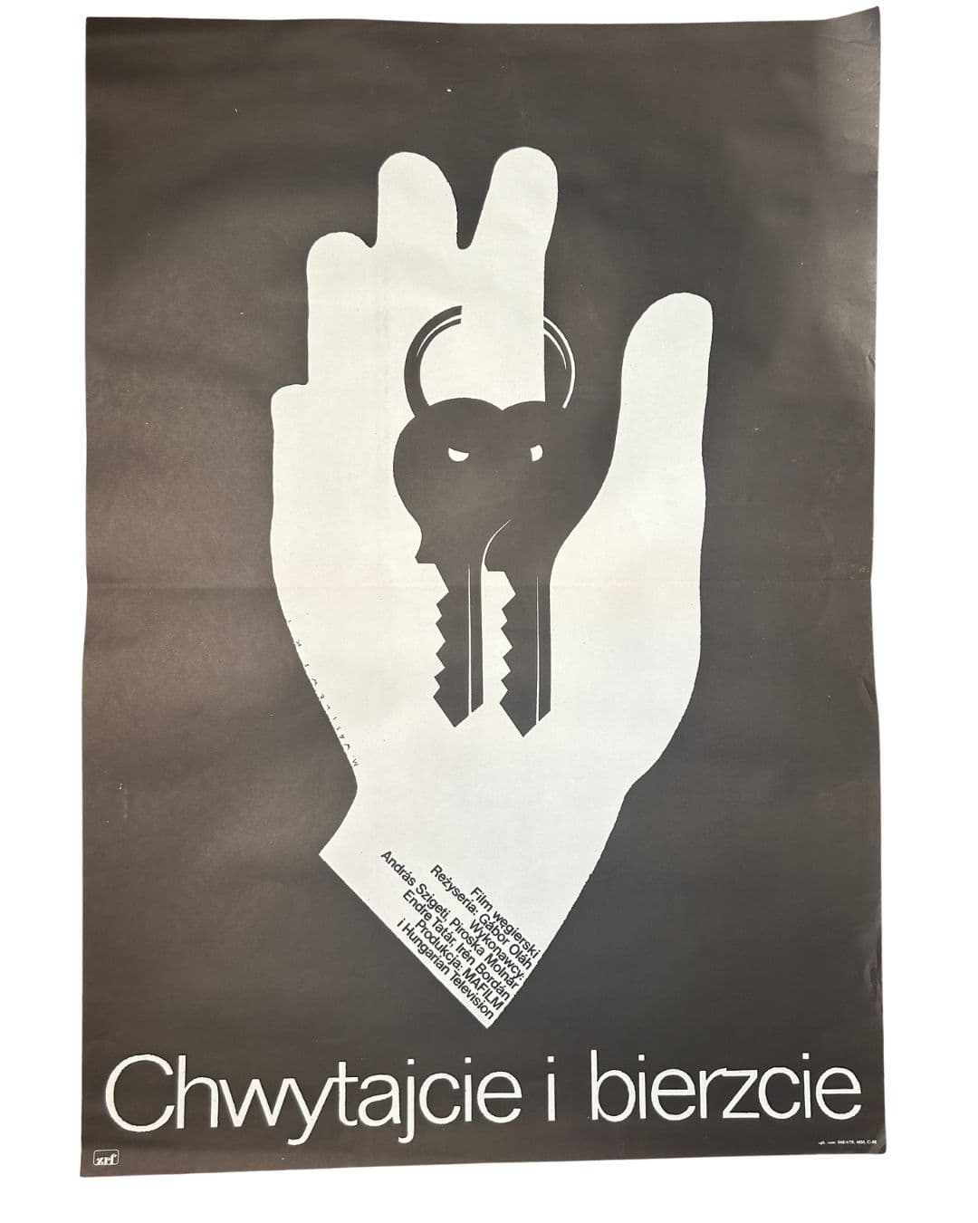 Plakat filmowy Chwytajcie i bierzcie, papier czarny biały, aut. M. Wasilewski, Polska, lata 70.