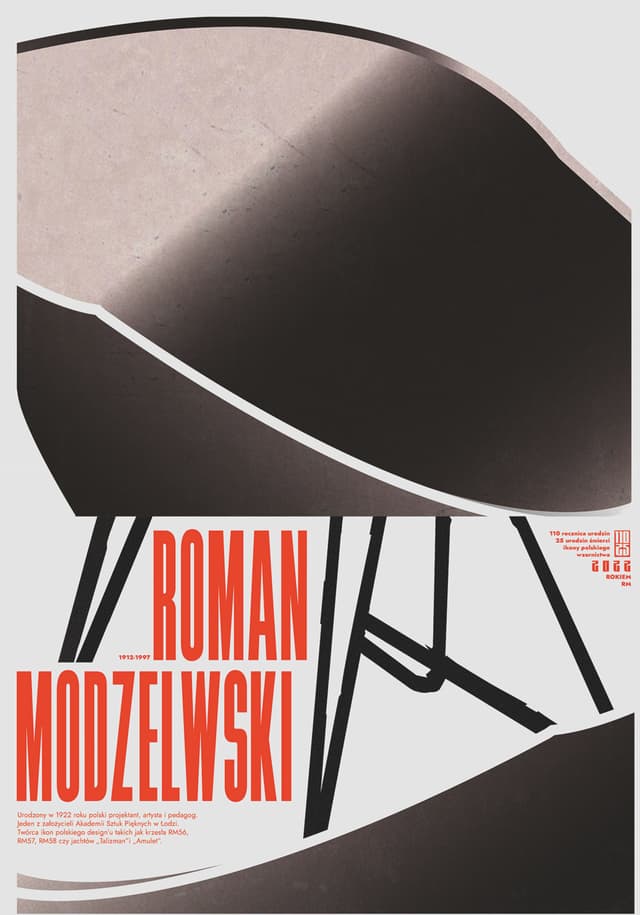 Plakat RM58 Classic 100cm x 90cm, papier, szary, beżowy, czarny, pomarańczowy, czerwony, VZÓR - WYMIARY