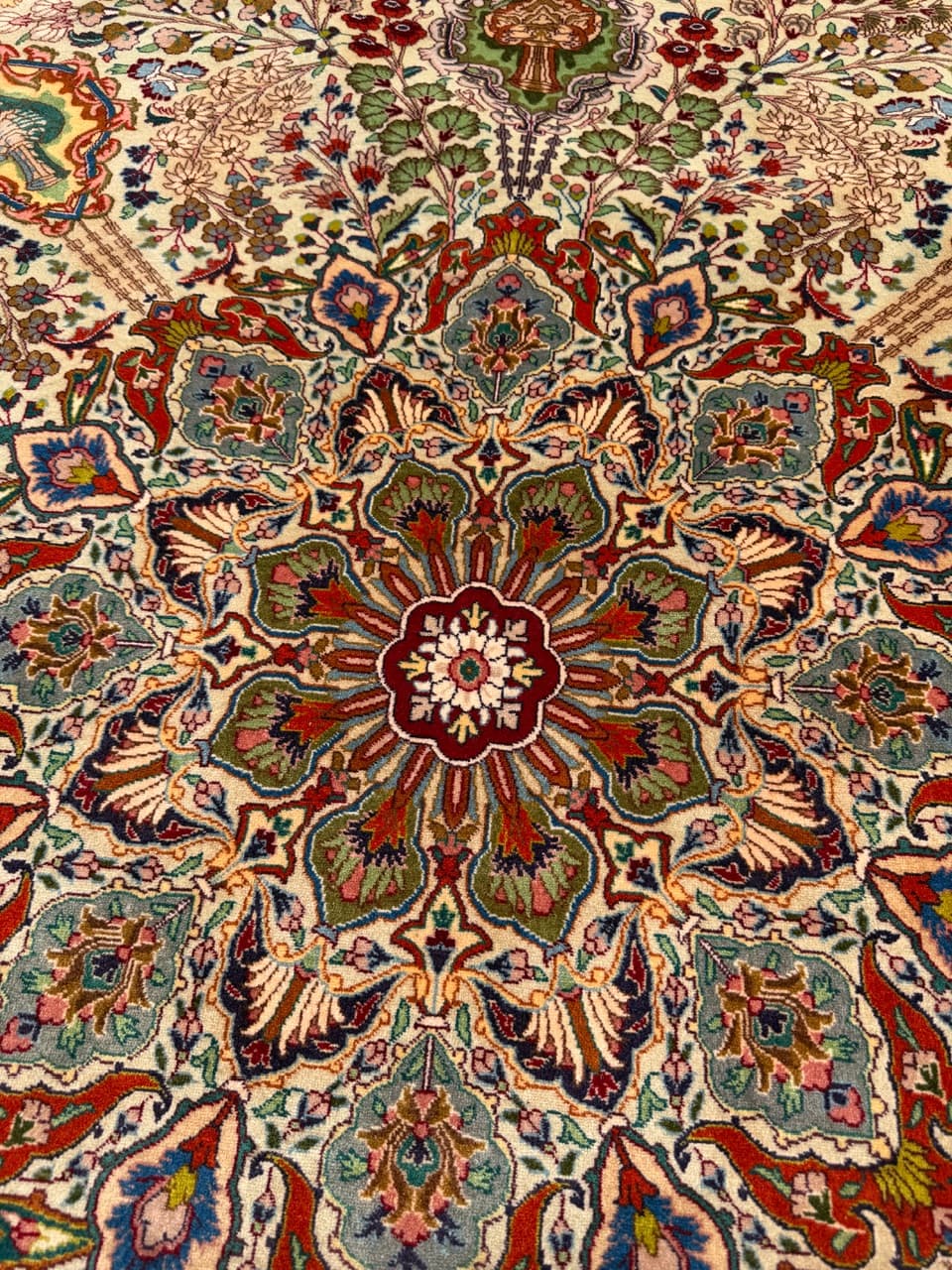 Dywan okrągły Tabriz Raj 220x220 cm, beżowy, wełna kaszmirowa jedwab, Iran - 301976