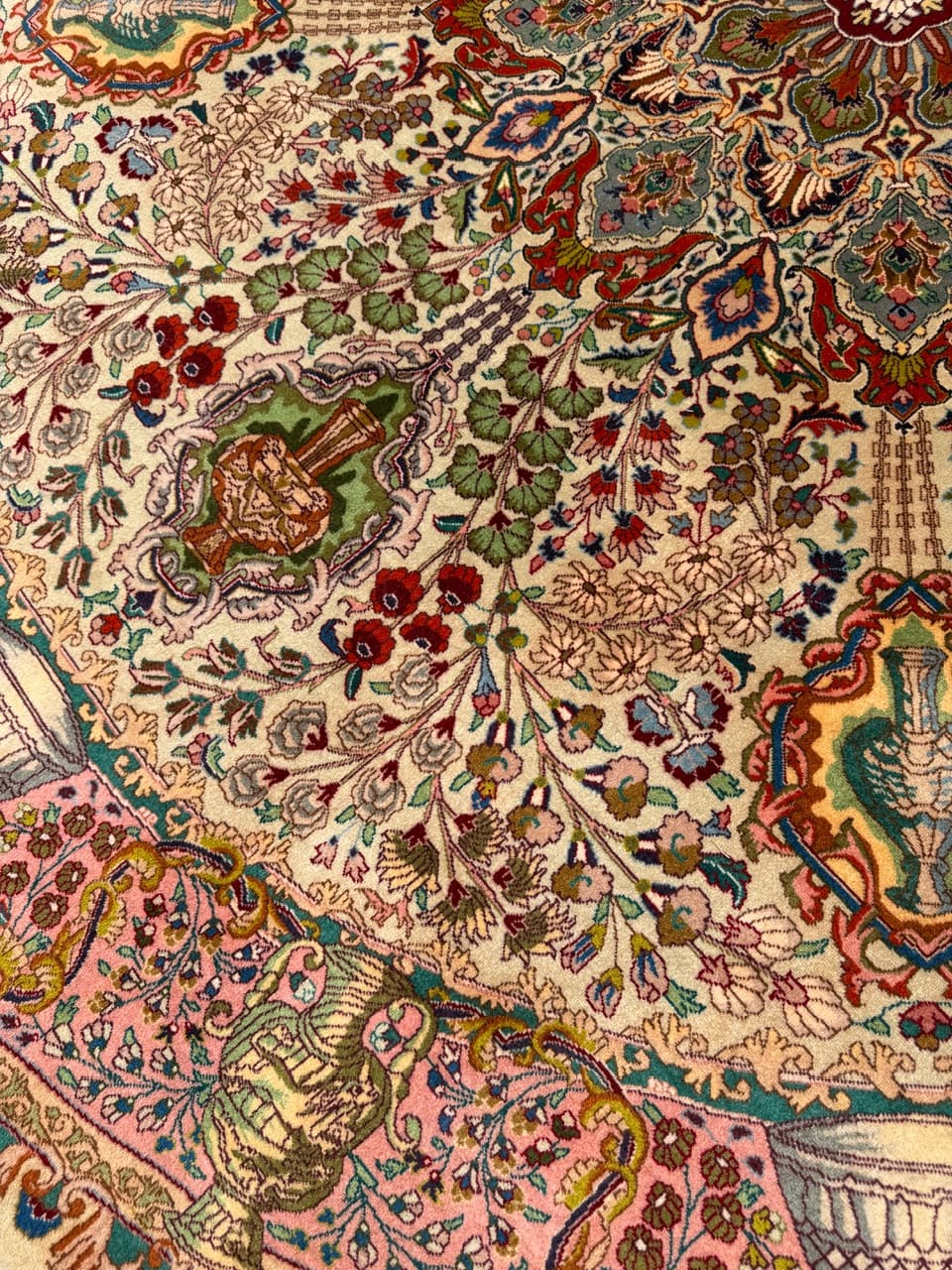 Dywan okrągły Tabriz Raj 220x220 cm, beżowy, wełna kaszmirowa jedwab, Iran - 301972