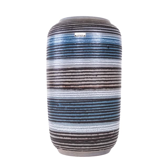 Wazon Stripe, niebieski szary brązowy, kamionka, Niemcy, lata 70. - WYMIARY