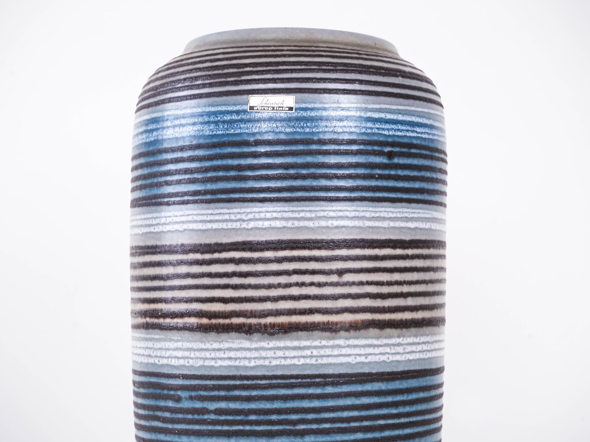 Wazon Stripe, niebieski szary brązowy, kamionka, Niemcy, lata 70. - 302066