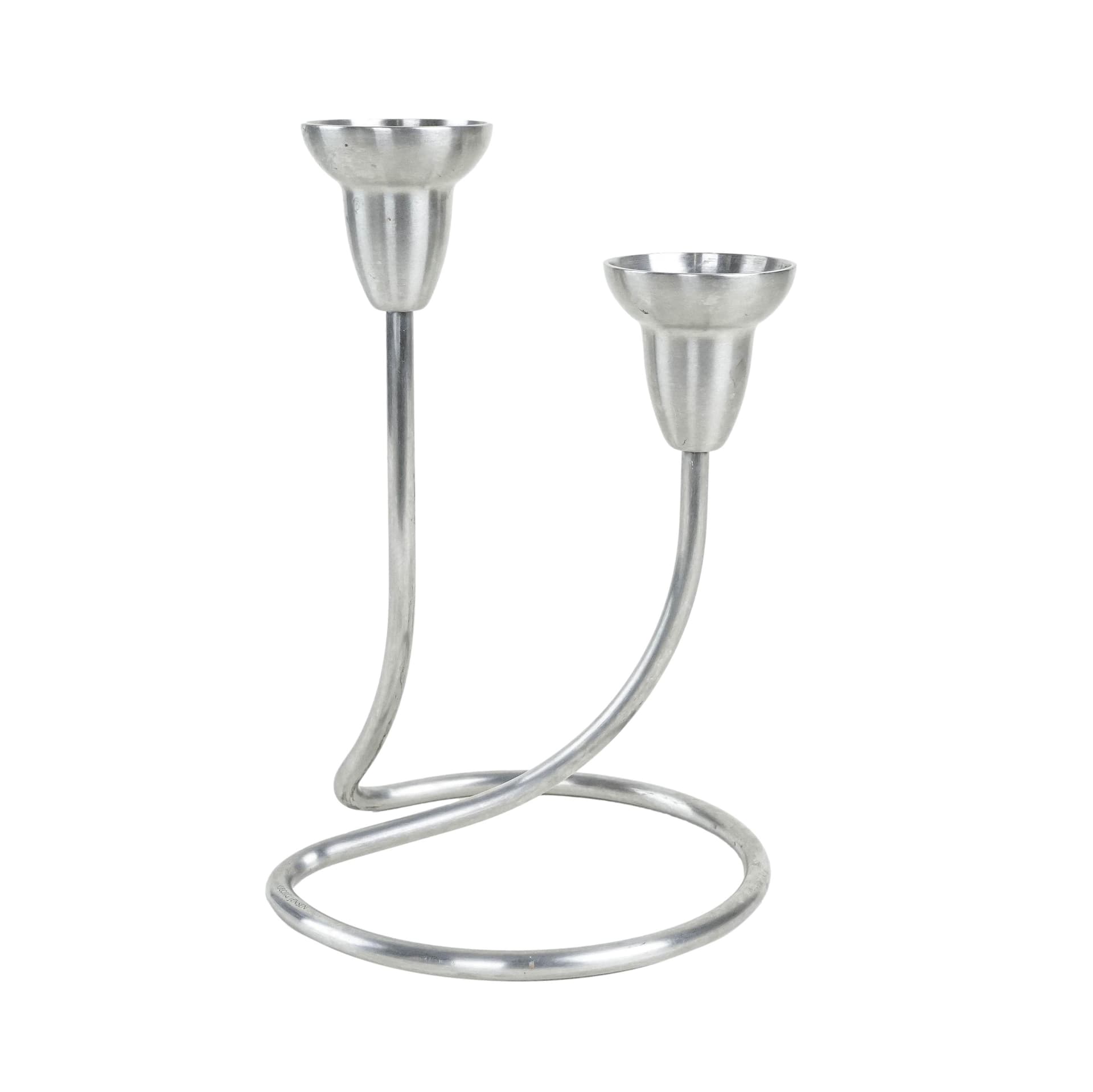 Świecznik, stal nierdzewna srebrna, Georg Jensen, Dania, lata 70.