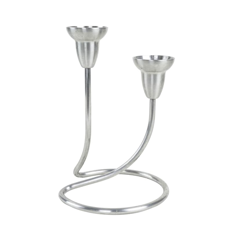 Świecznik, stal nierdzewna srebrna, Georg Jensen, Dania, lata 70.