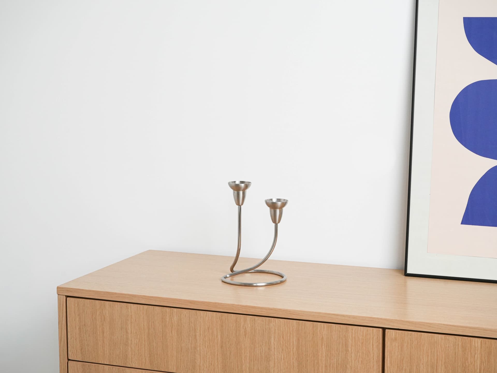 Świecznik, stal nierdzewna srebrna, Georg Jensen, Dania, lata 70. - 302285