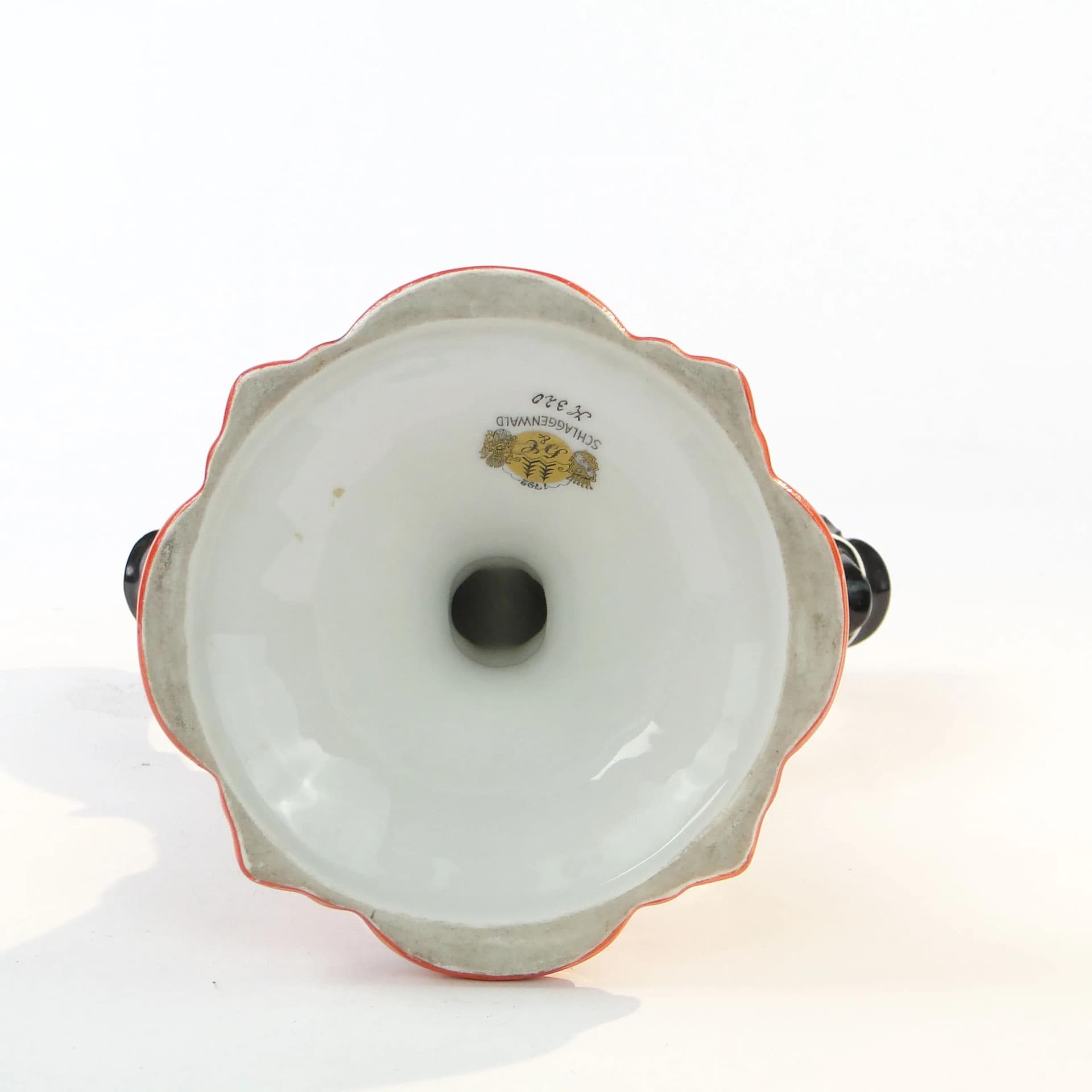 Świecznik art deco, porcelana czarna, Schlaggenwald, Czechy, lata 20. - 22234