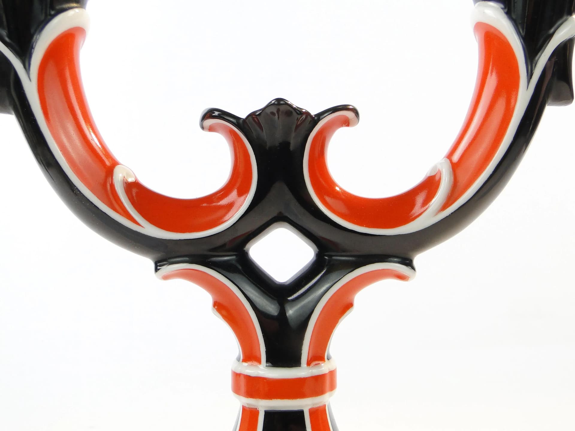 Świecznik art deco, porcelana czarna, Schlaggenwald, Czechy, lata 20. - 22231