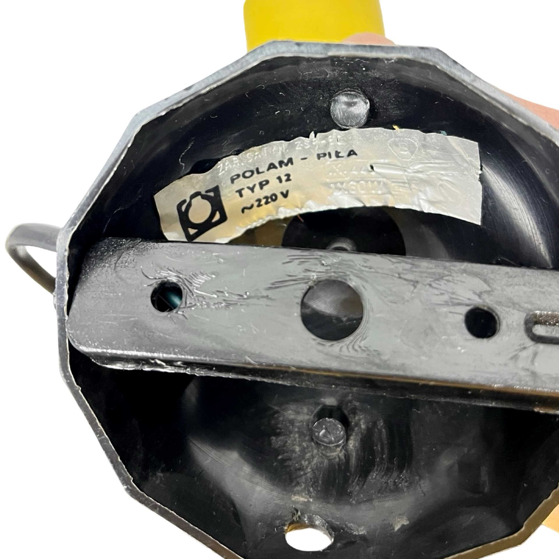 Wall sconce Typ 12, Space Age, yellow black metal, Polam, Poland, 1970s. - 302388