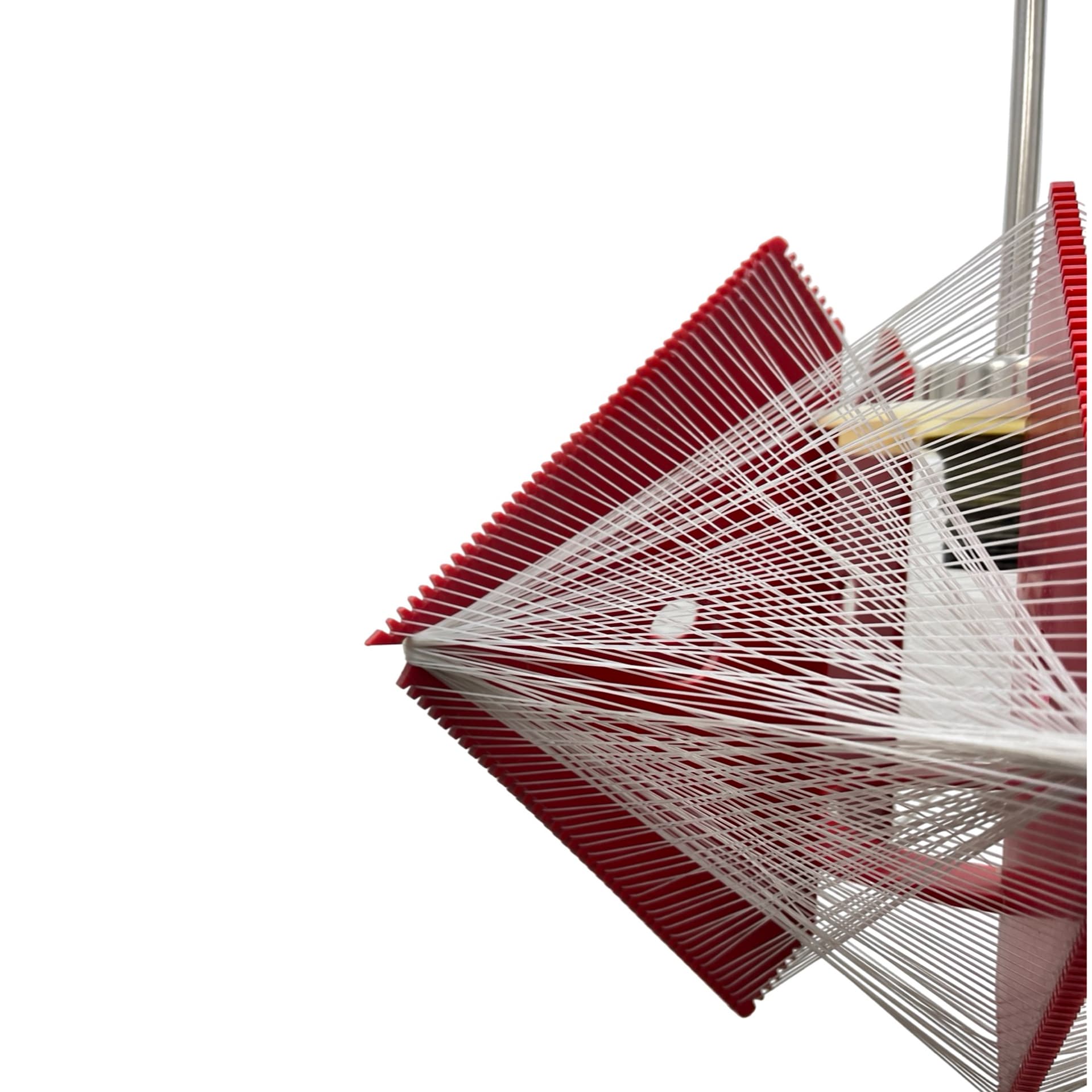 Pendant Lamp Space Age, red plastic, white nylon cords, Poland, 1970s. - 302414