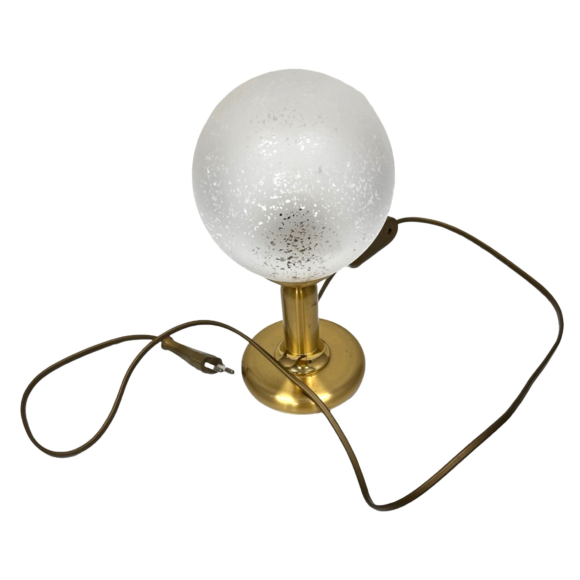 Table Lamp, brass, white glass, Sölken Leuchten, Germany, 1970s. - 302431