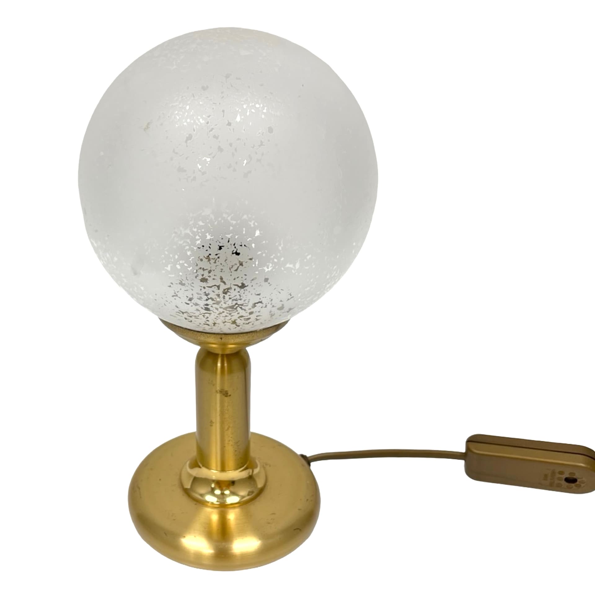 Table Lamp, brass, white glass, Sölken Leuchten, Germany, 1970s. - 302433
