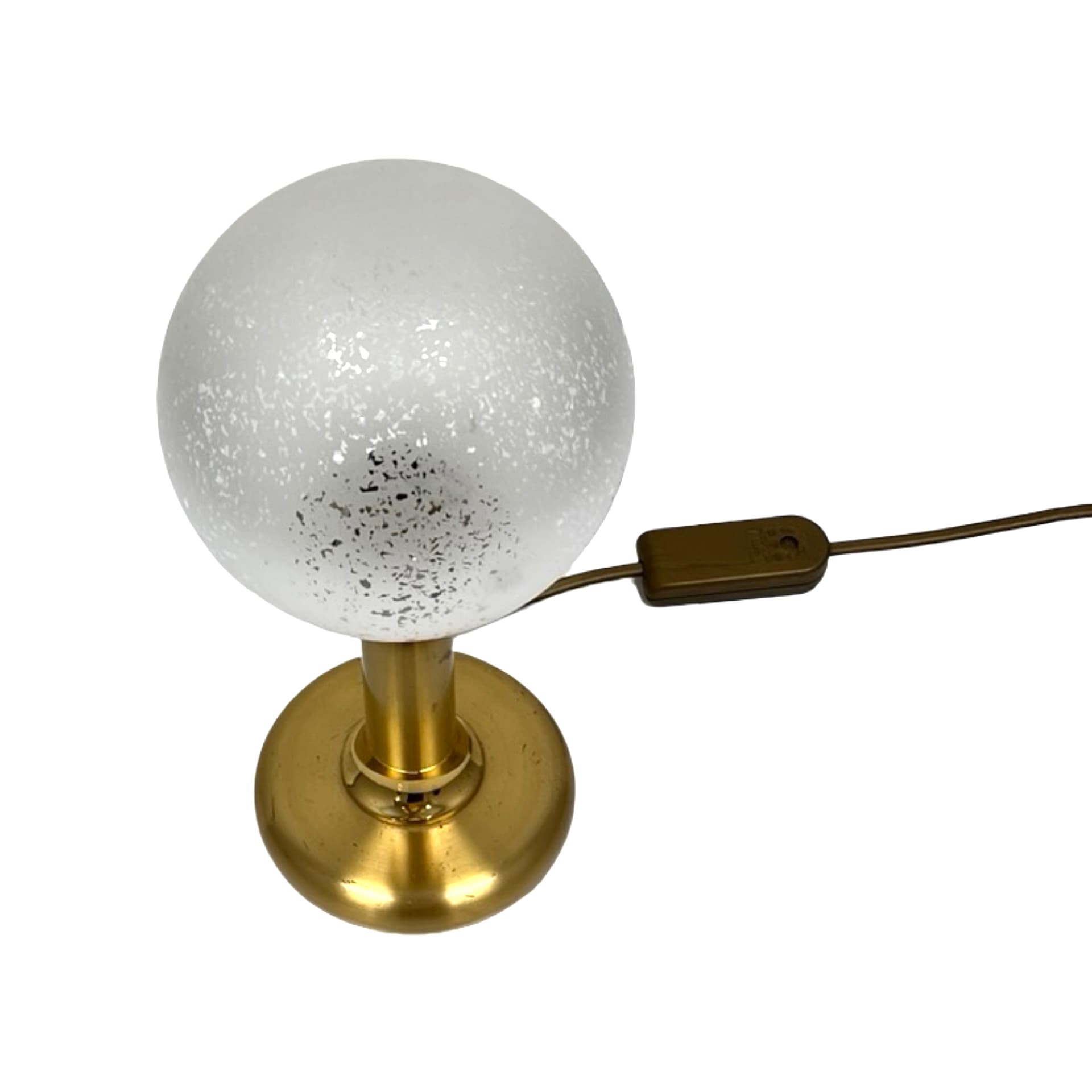 Table Lamp, brass, white glass, Sölken Leuchten, Germany, 1970s. - 302427