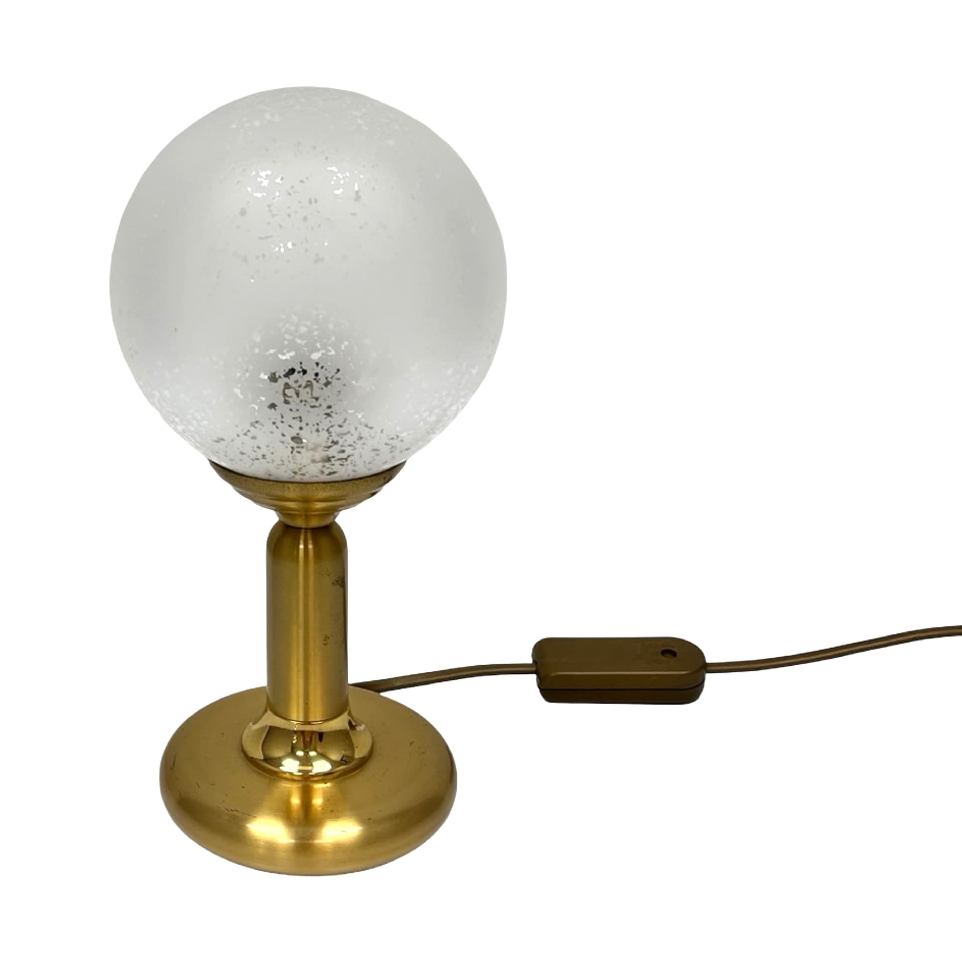 Table Lamp, brass, white glass, Sölken Leuchten, Germany, 1970s. - 302428