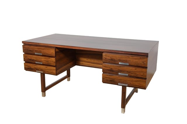 Biurko modernistyczne, palisander brązowy, metal, Dania, lata 70. - WYMIARY