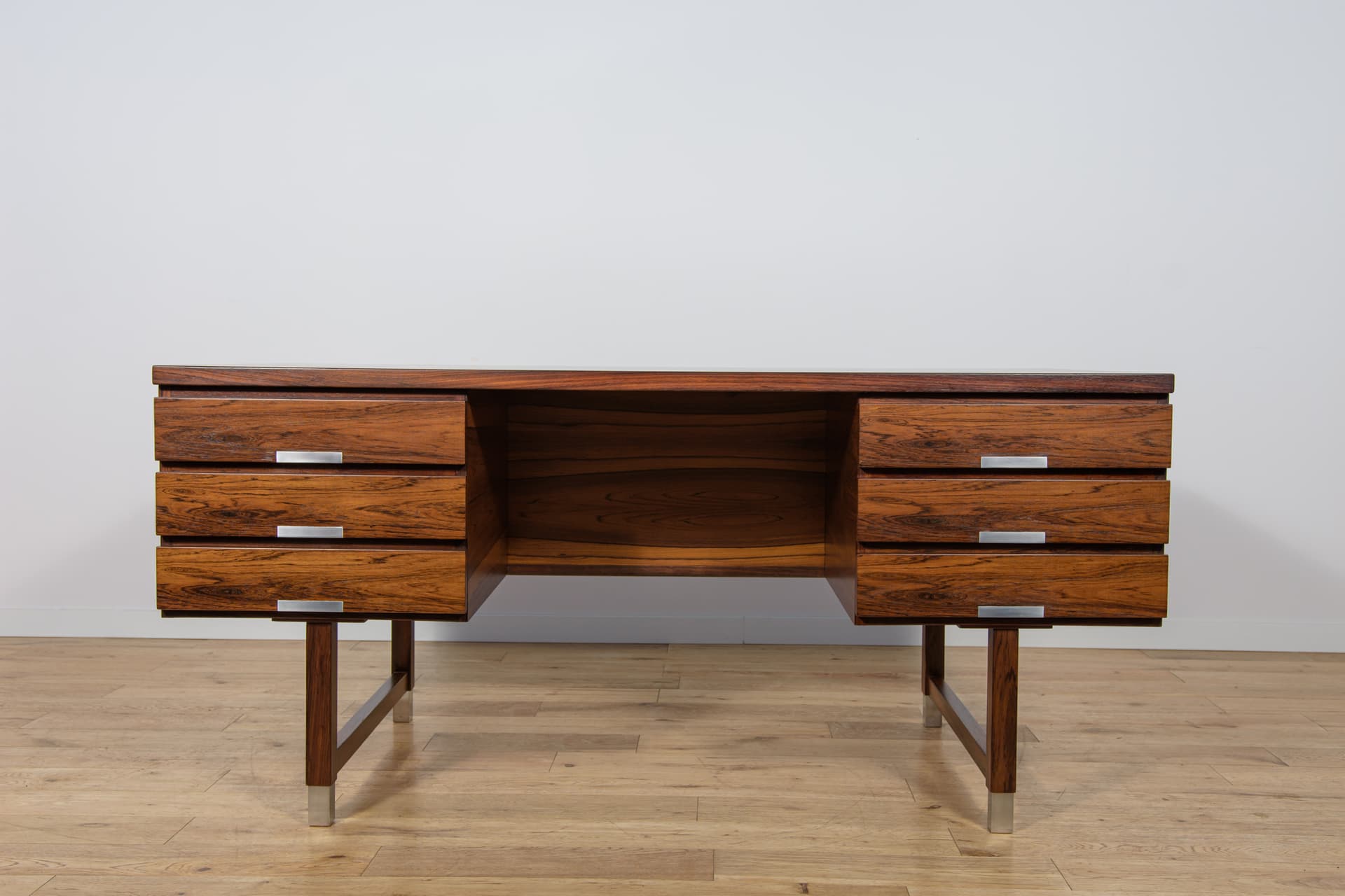 Biurko modernistyczne, palisander brązowy, metal, Dania, lata 70. - 302437