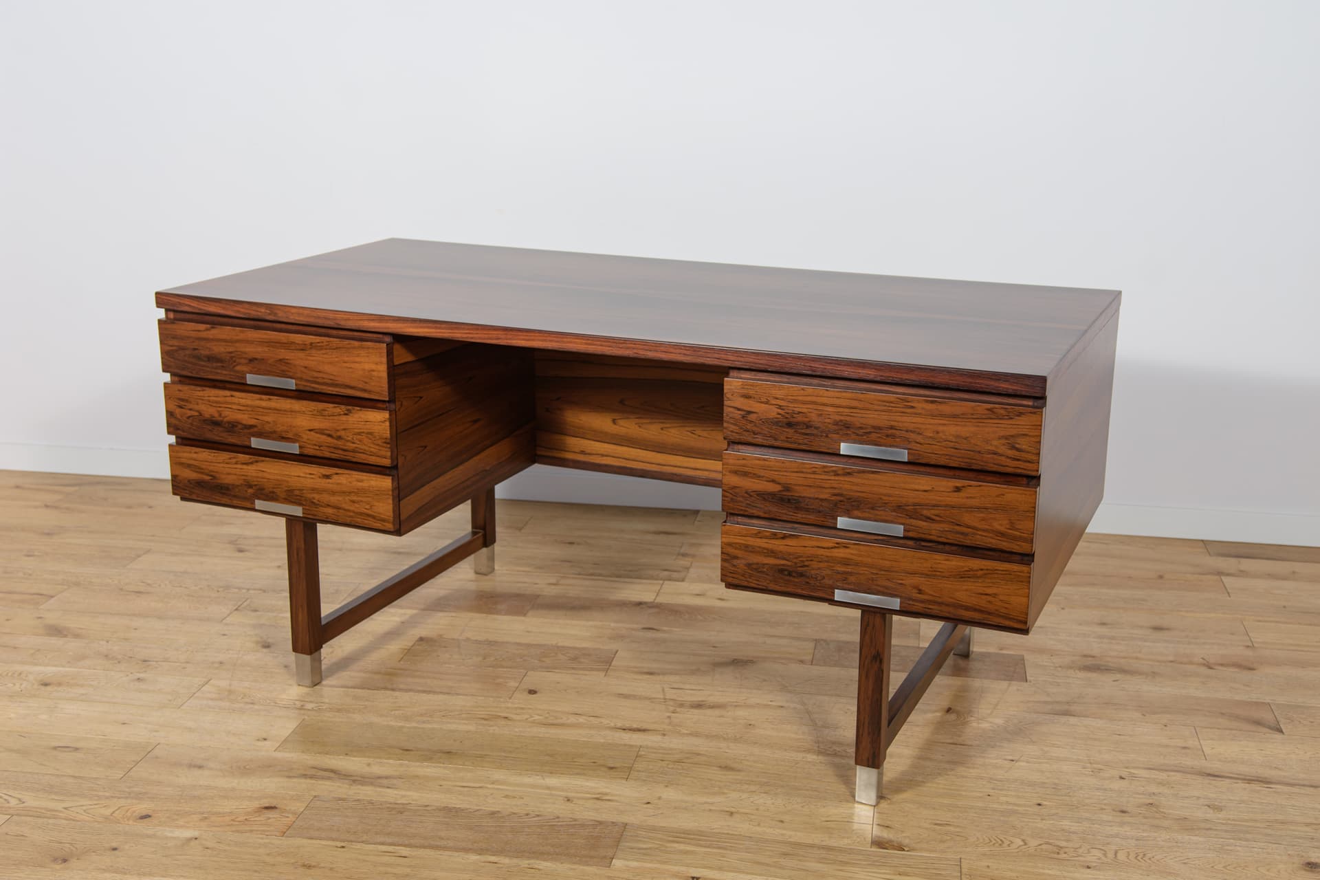 Biurko modernistyczne, palisander brązowy, metal, Dania, lata 70. - 302435