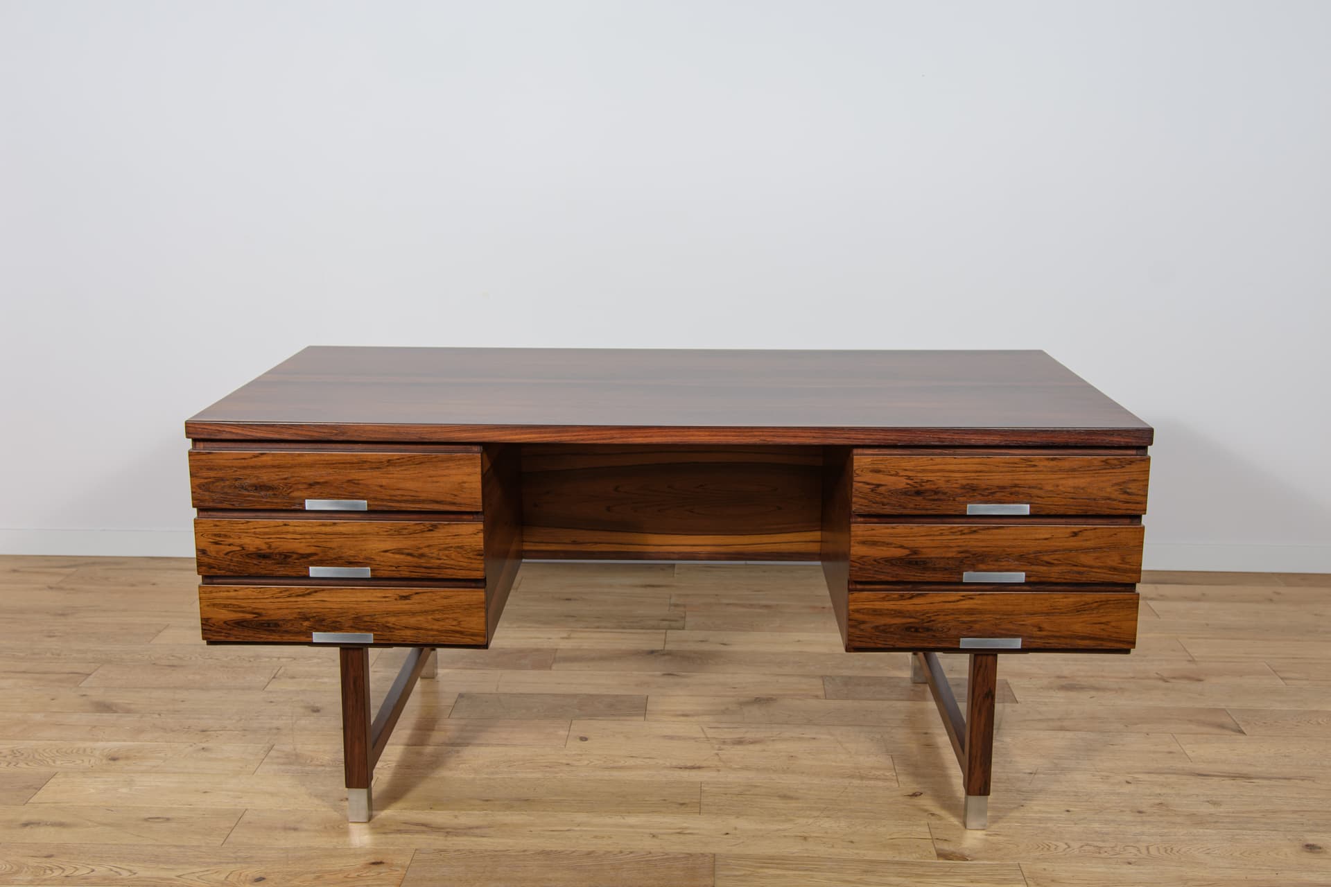 Biurko modernistyczne, palisander brązowy, metal, Dania, lata 70. - 302436