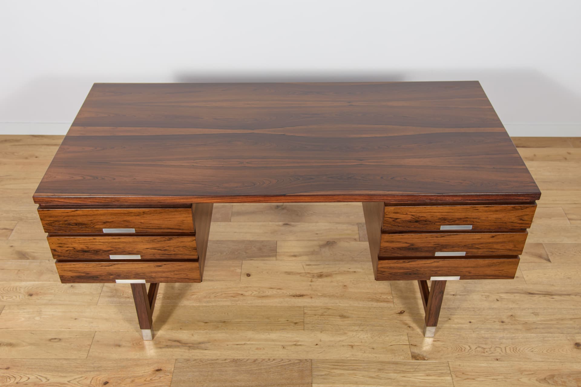 Biurko modernistyczne, palisander brązowy, metal, Dania, lata 70. - 302438