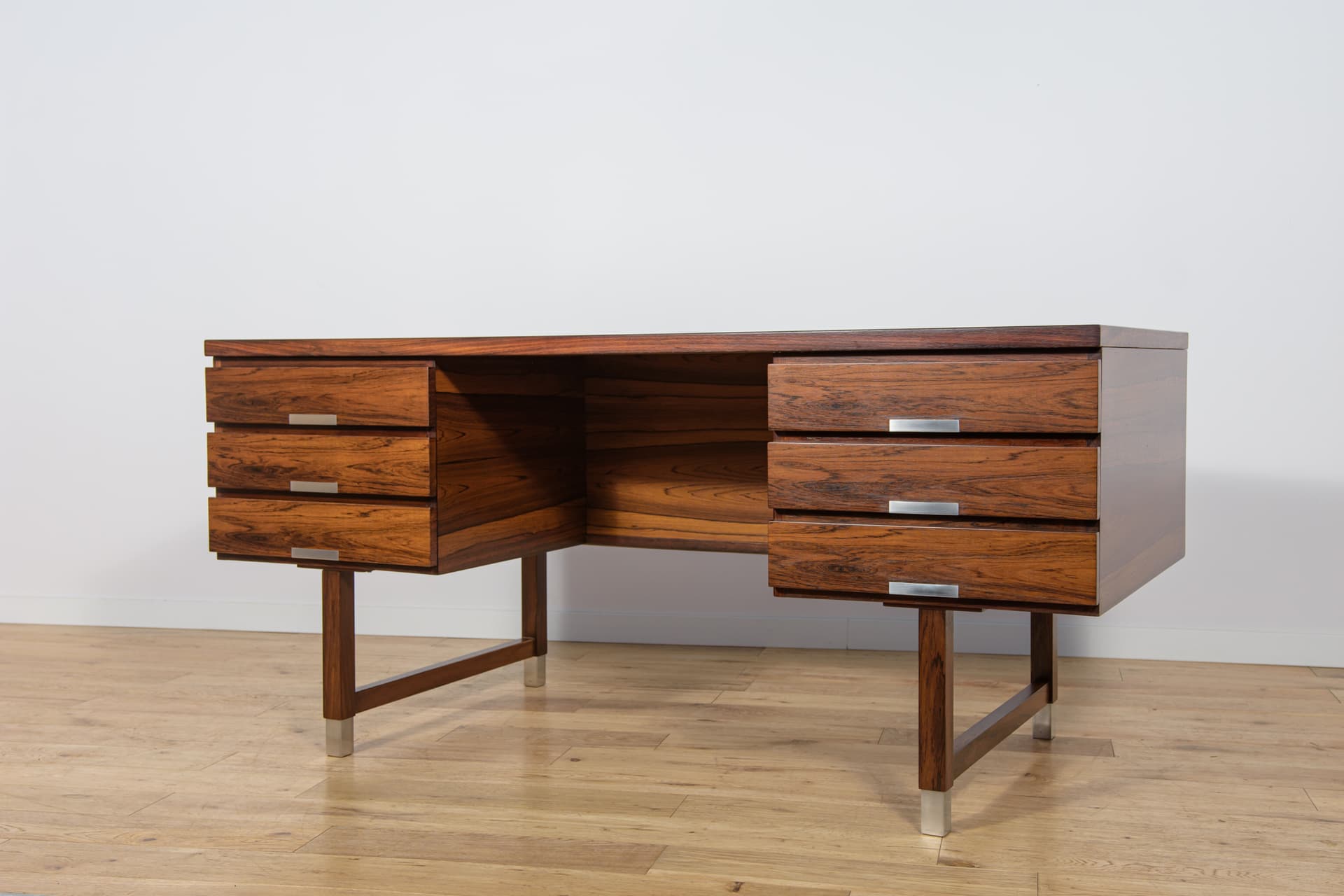 Biurko modernistyczne, palisander brązowy, metal, Dania, lata 70. - 302439