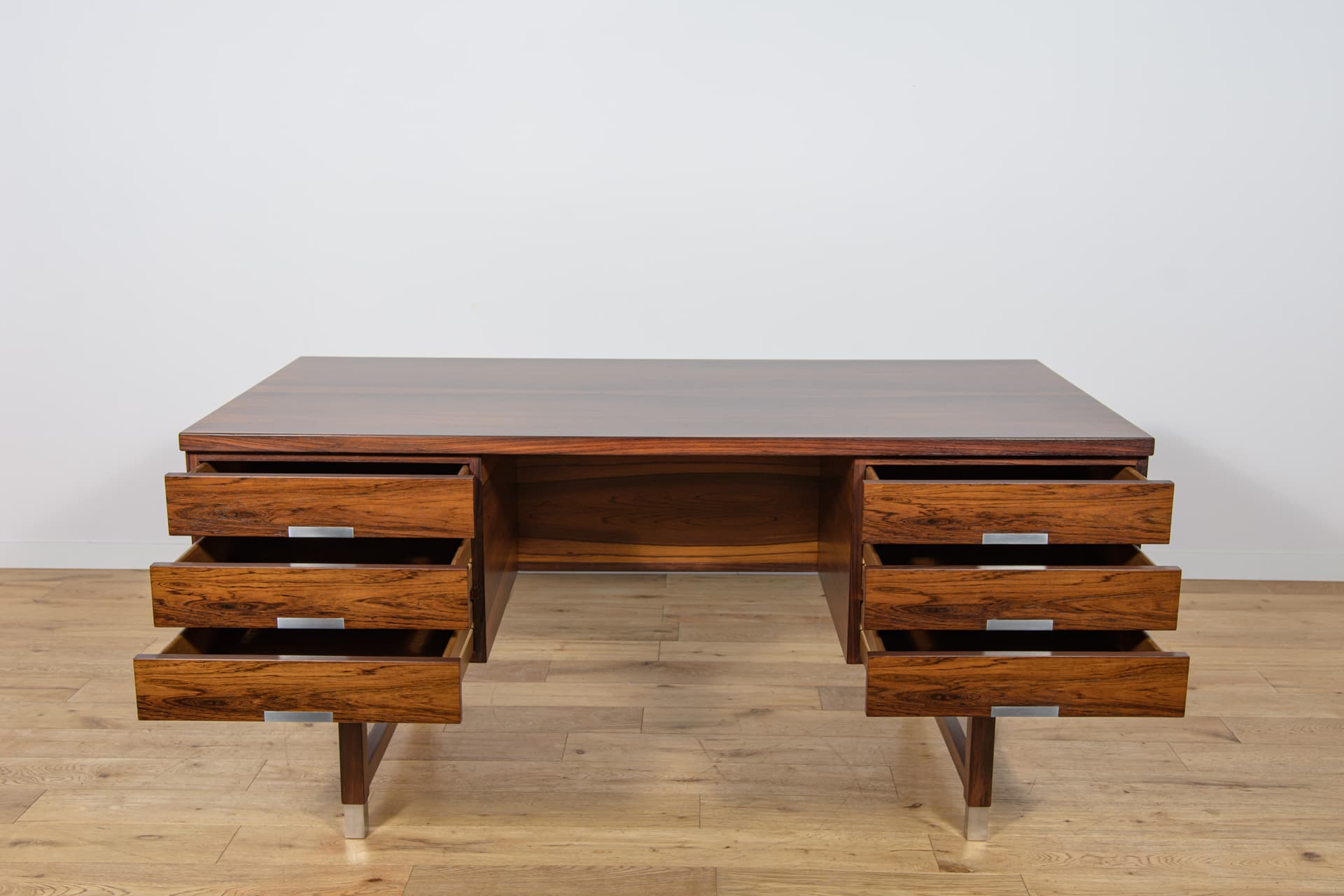 Biurko modernistyczne, palisander brązowy, metal, Dania, lata 70. - 302443