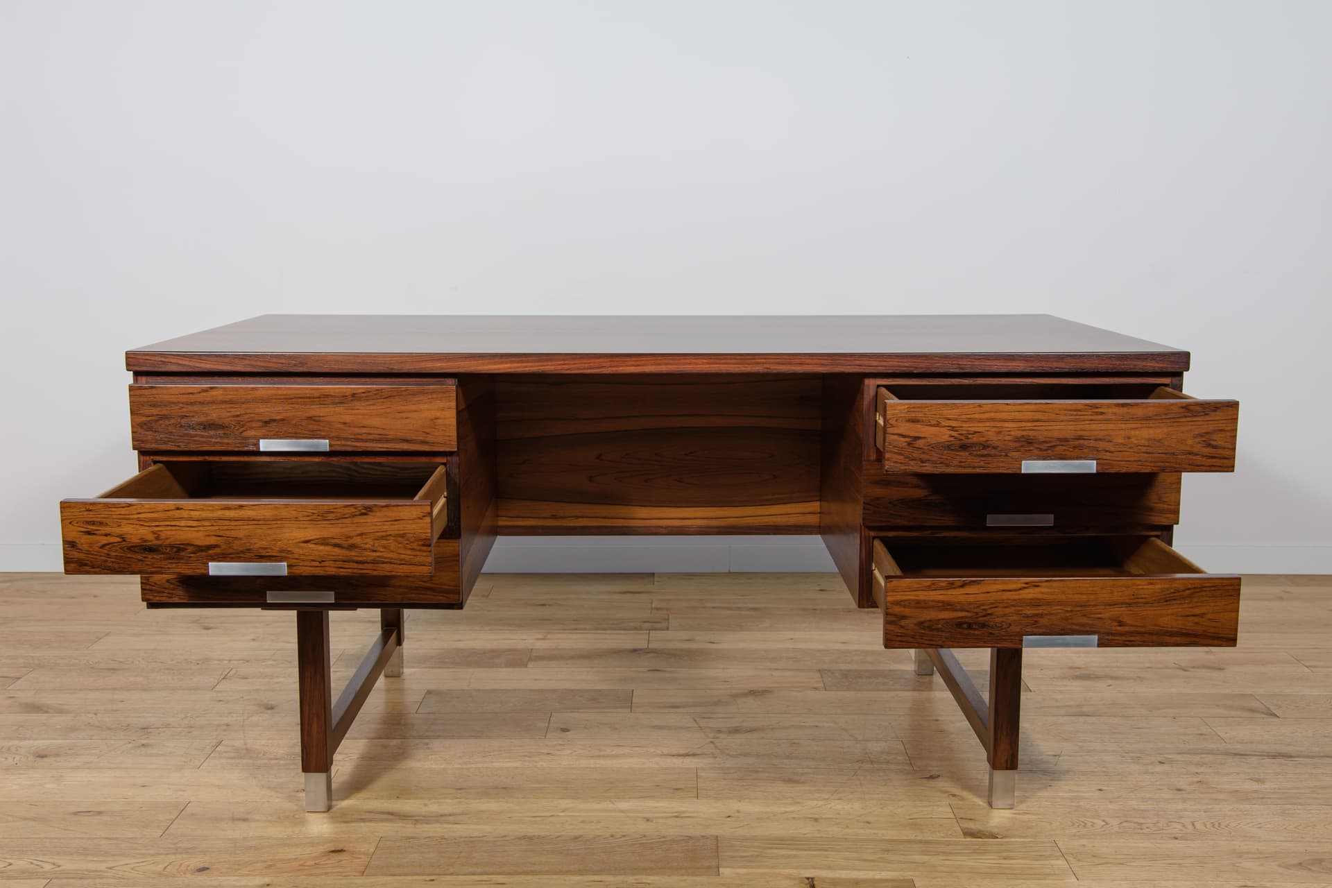 Biurko modernistyczne, palisander brązowy, metal, Dania, lata 70. - 302444