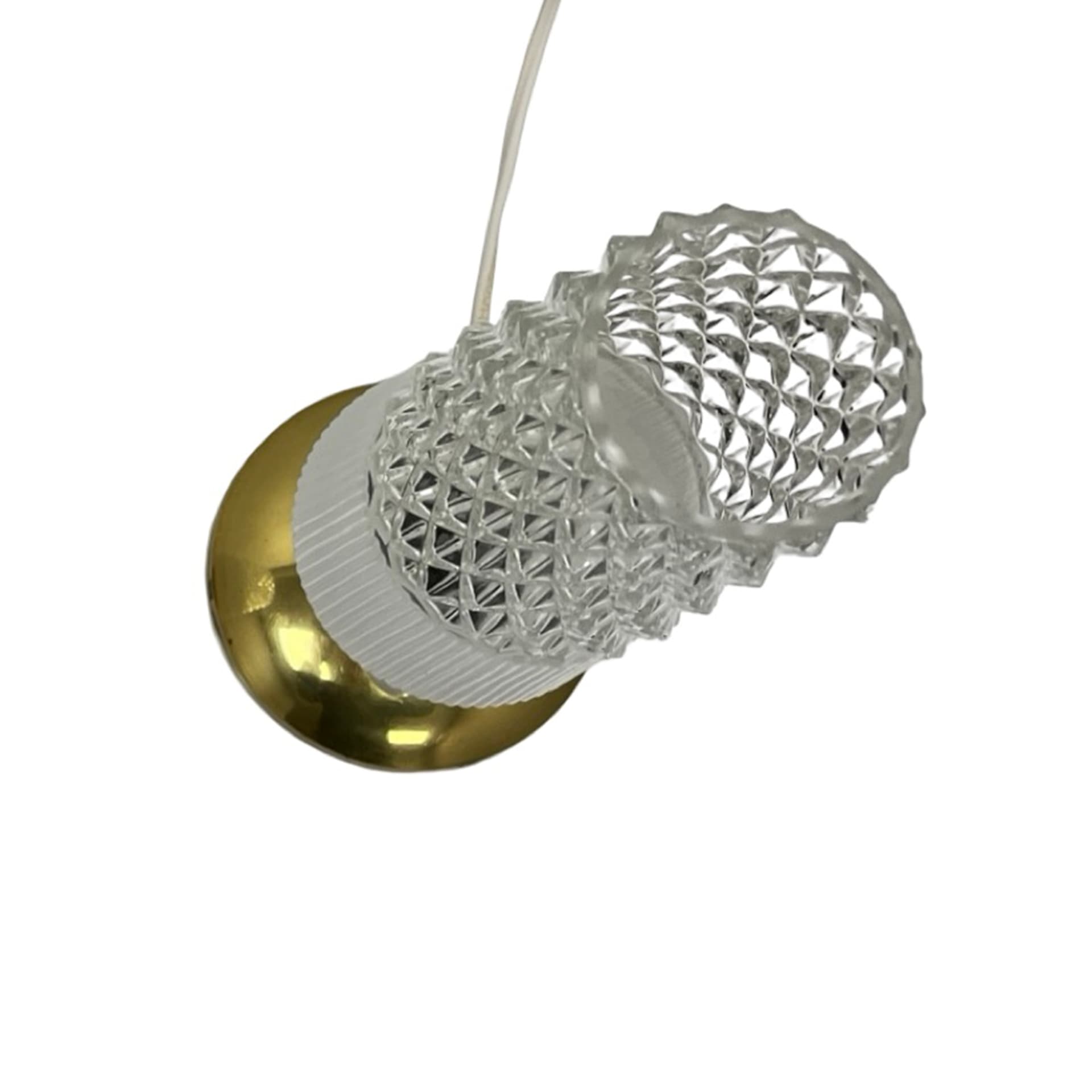 Pair of bedside lamps, white transparent glass, gold brass, Elektorinstala, Germany, 1960s. - 302451