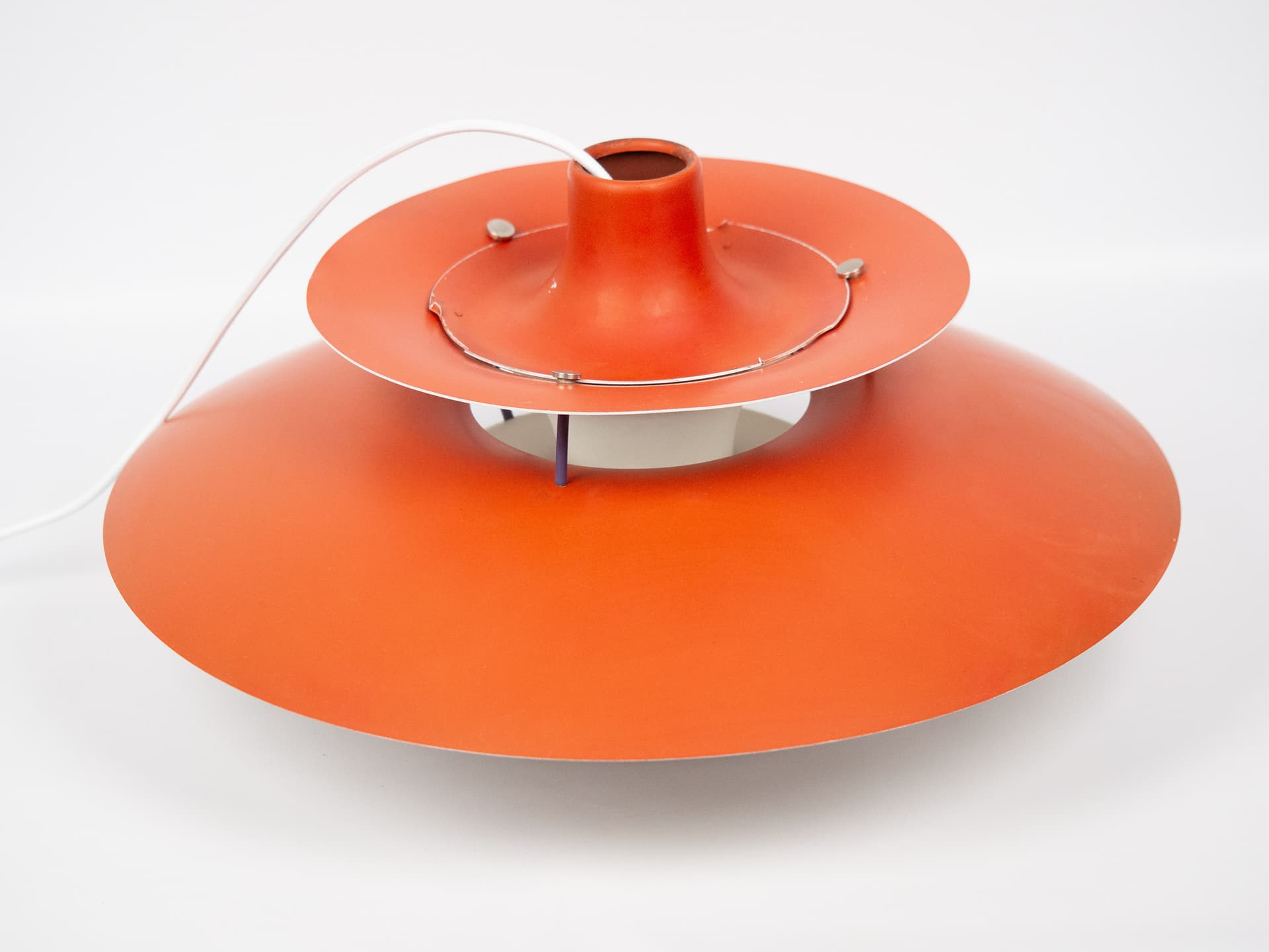 Pendant lamp PH 5, red aluminum, by P. Henningsen, Louis Poulsen, Denmark, 1980s. - 302504