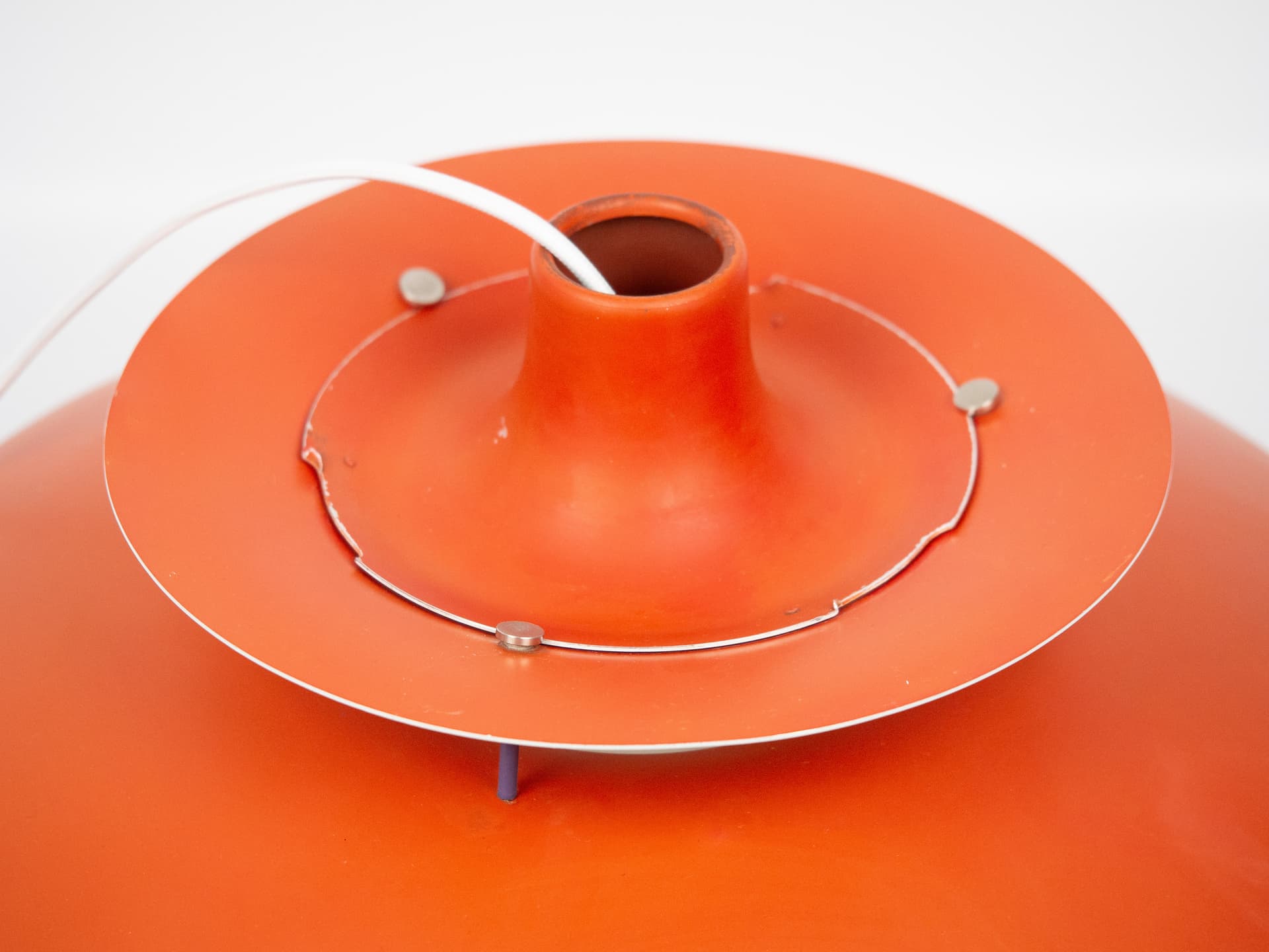 Pendant lamp PH 5, red aluminum, by P. Henningsen, Louis Poulsen, Denmark, 1980s. - 302507