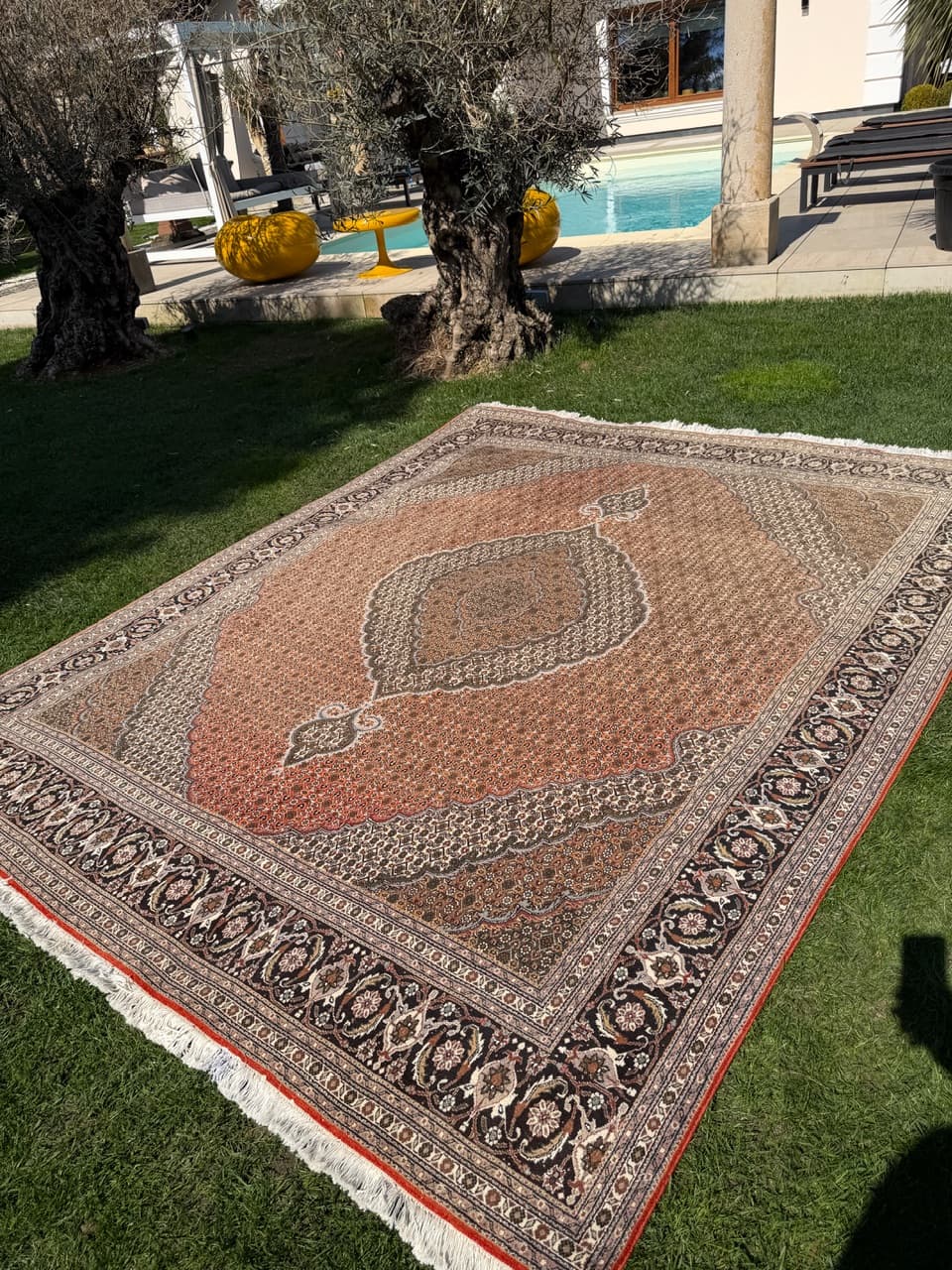 Dywan Tabriz 320x250 cm, czerwony beżowy, wełna kaszmirowa jedwab, Iran - 302550
