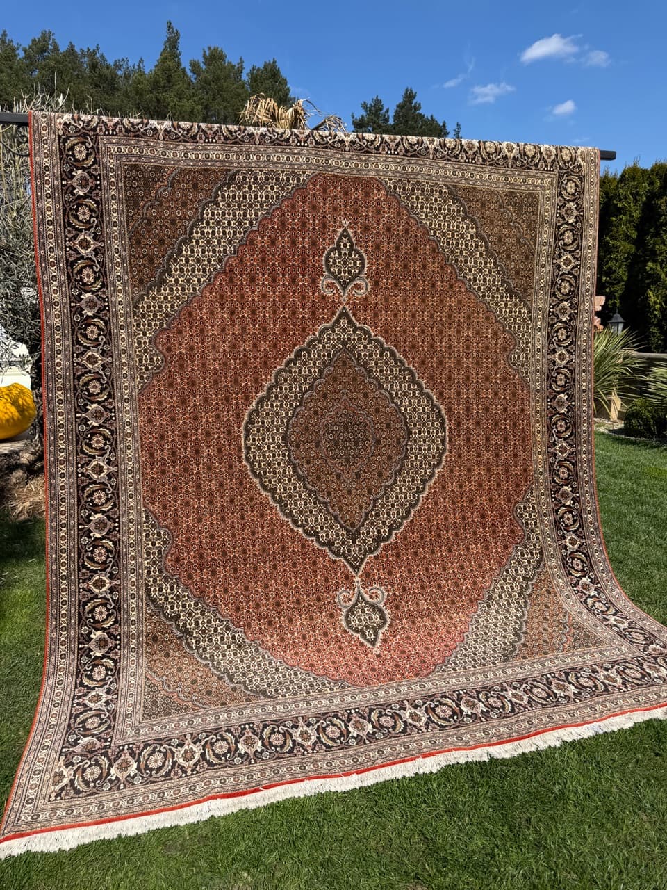 Dywan Tabriz 320x250 cm, czerwony beżowy, wełna kaszmirowa jedwab, Iran - 302556