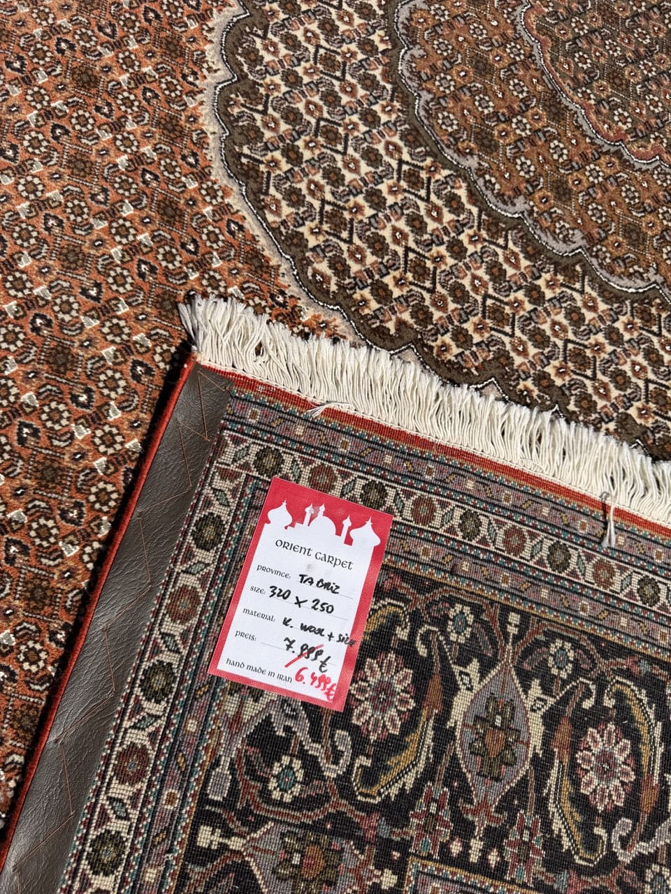 Dywan Tabriz 320x250 cm, czerwony beżowy, wełna kaszmirowa jedwab, Iran - 302552