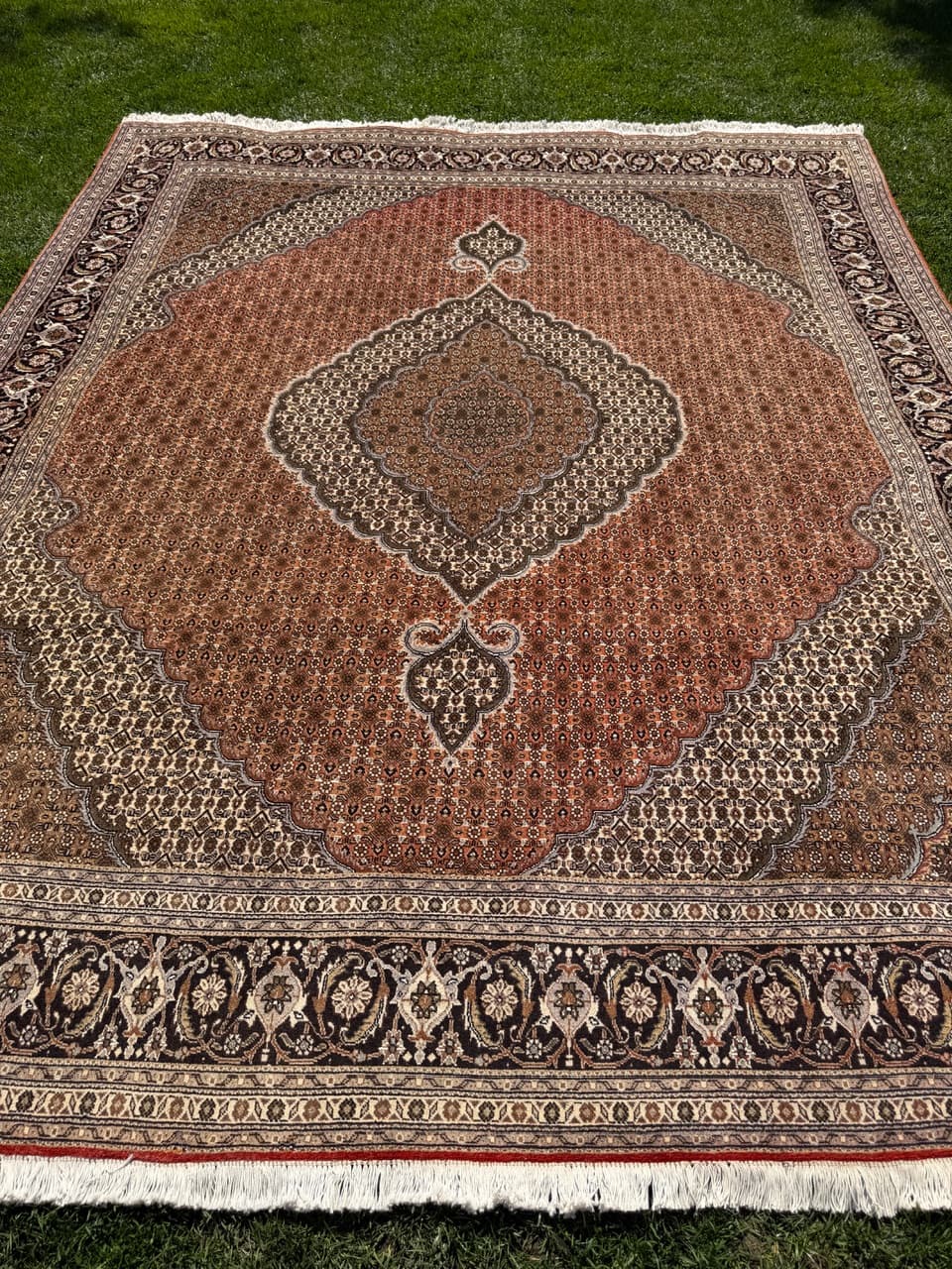 Dywan Tabriz 320x250 cm, czerwony beżowy, wełna kaszmirowa jedwab, Iran - 302560