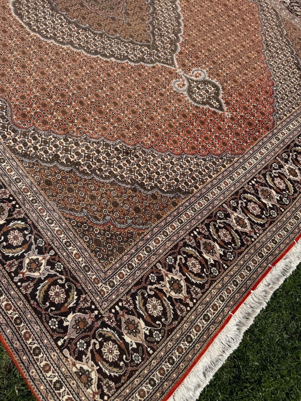 Dywan Tabriz 320x250 cm, czerwony beżowy, wełna kaszmirowa jedwab, Iran - 302559